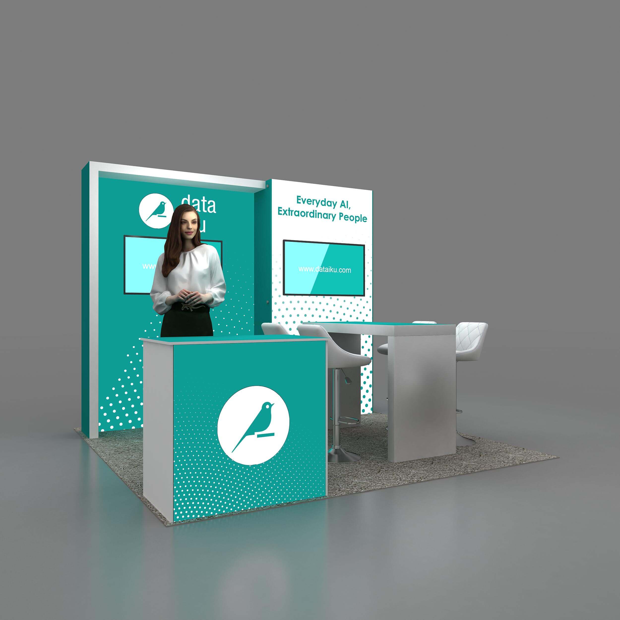 Right Side Perspective View - STL1010 04: Exceptional 10x10 trade show booth rentals