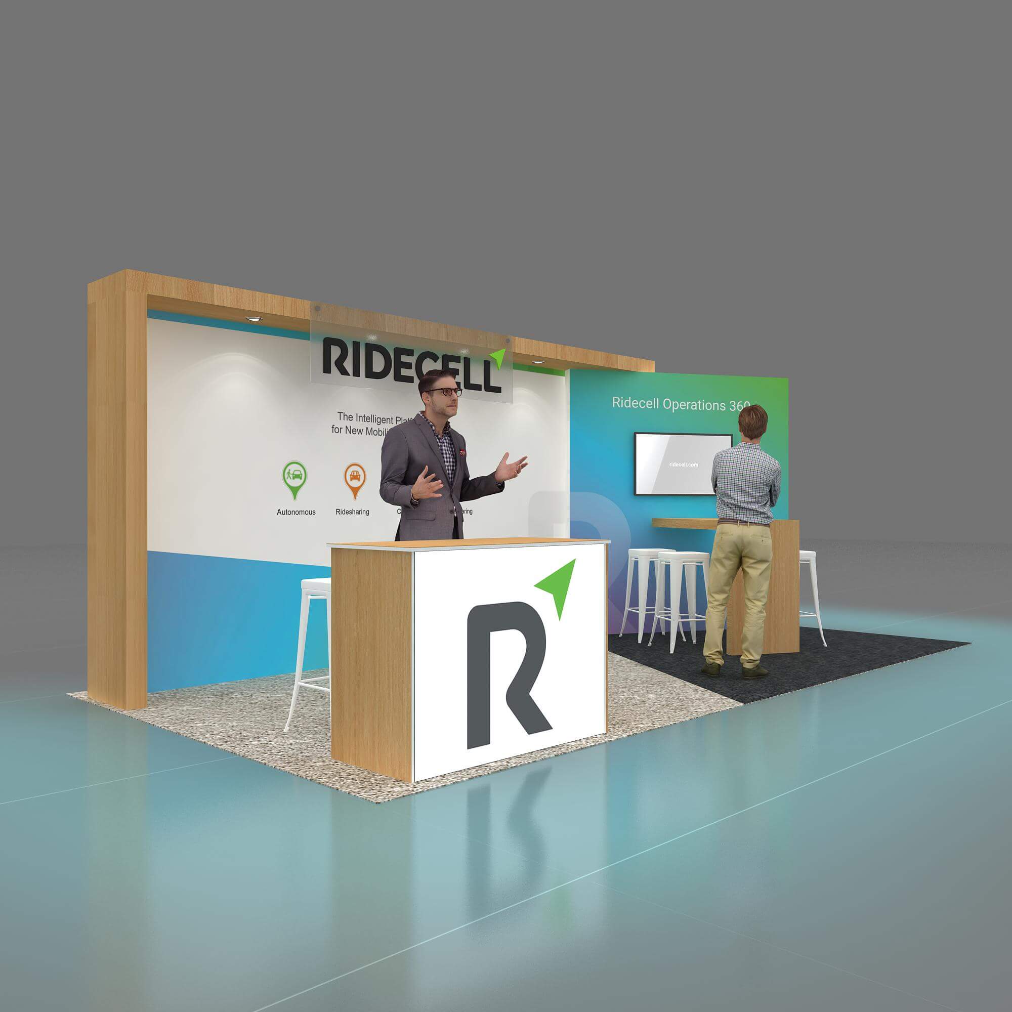 Right Side Perspective View - GRL1020 16: Make heads turn with awe-inspiring 10x20 booth rentals