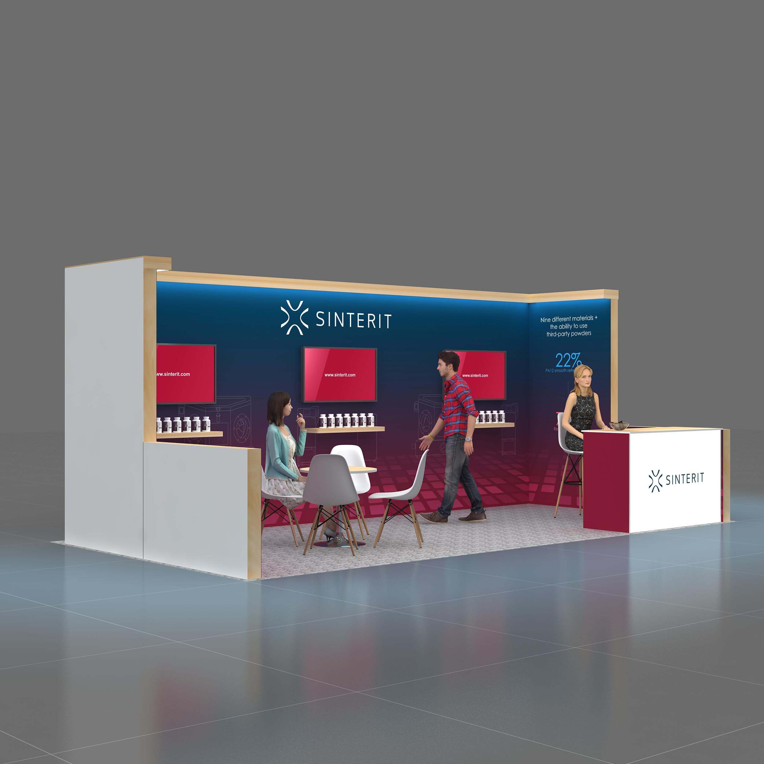 Left side perspective - GRCR1020 13: Overwhelm your audience with ultra-modern 10x20 trade show booth rentals