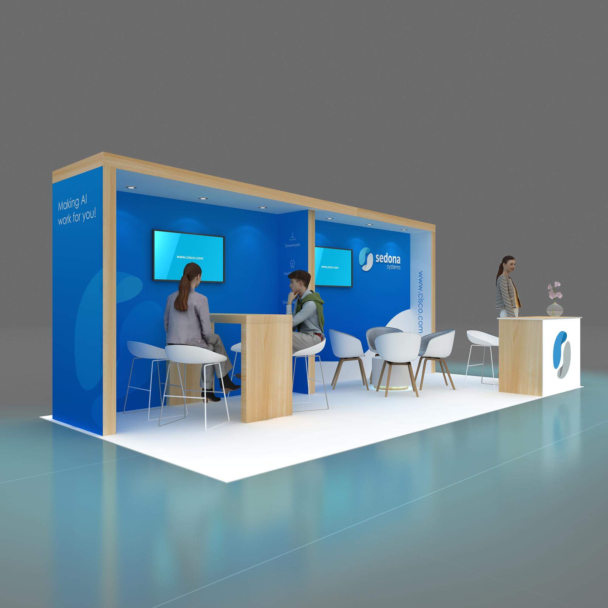 Right Side Perspective View - GRLU1020 60: Make heads turn with awe-inspiring 10x20 booth rentals
