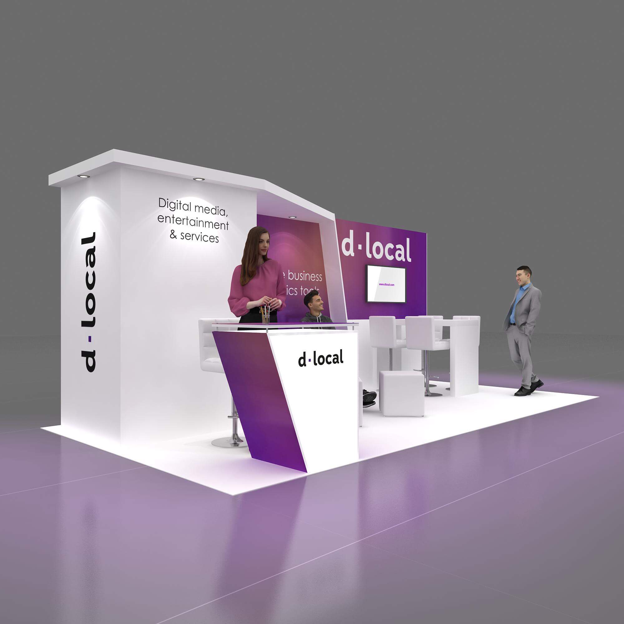 Right Side Perspective View - GRLU1020 61: Creative 10x20 trade show booth ideas Right Side Perspective View - GRLU1020 61: Creative 10x20 trade show booth ideas