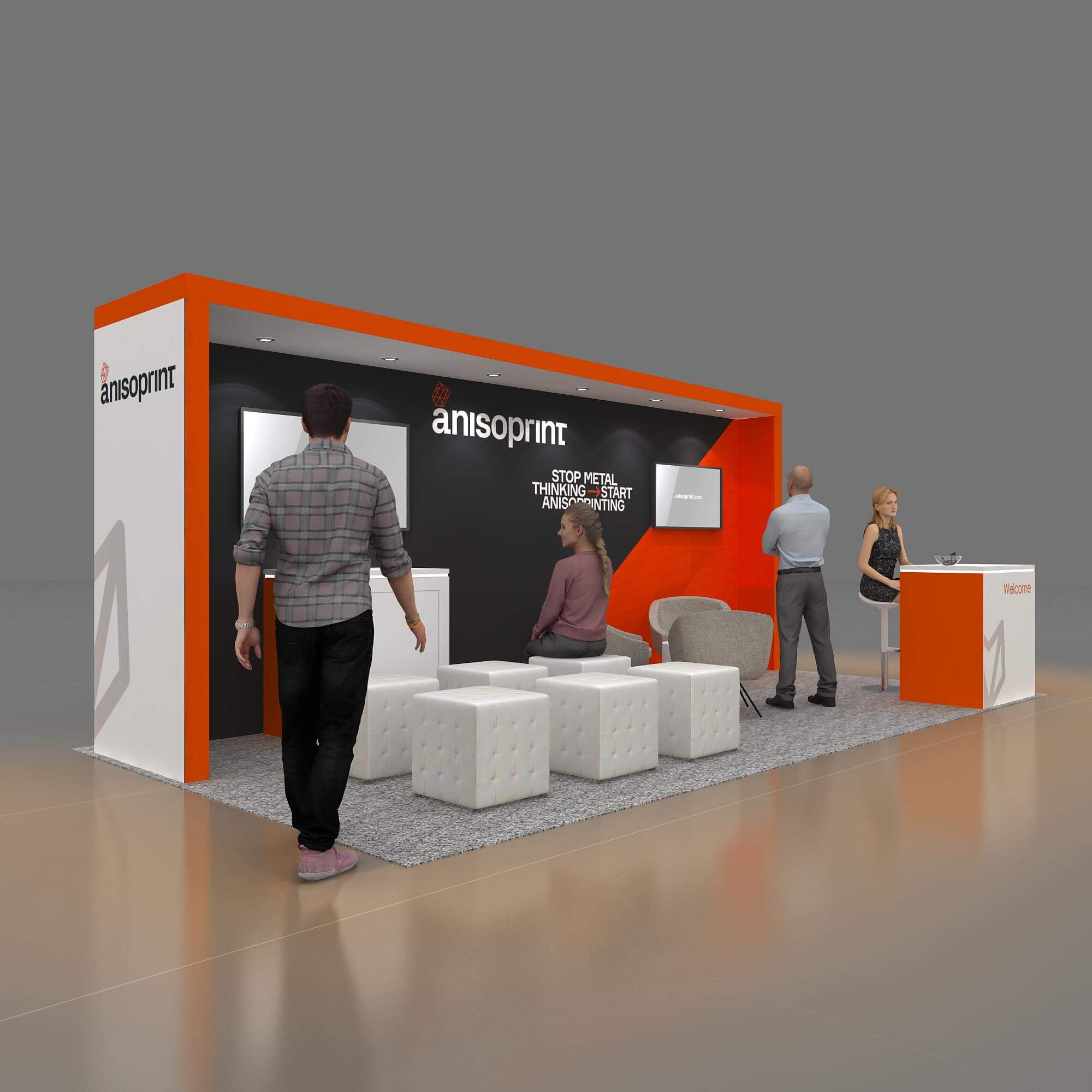 Right Side Perspective View - RLE1020 19: Reliable and majestic 10x20 trade show booth rentals for shows Right Side Perspective View - RLE1020 19: Reliable and majestic 10x20 trade show booth rentals for shows