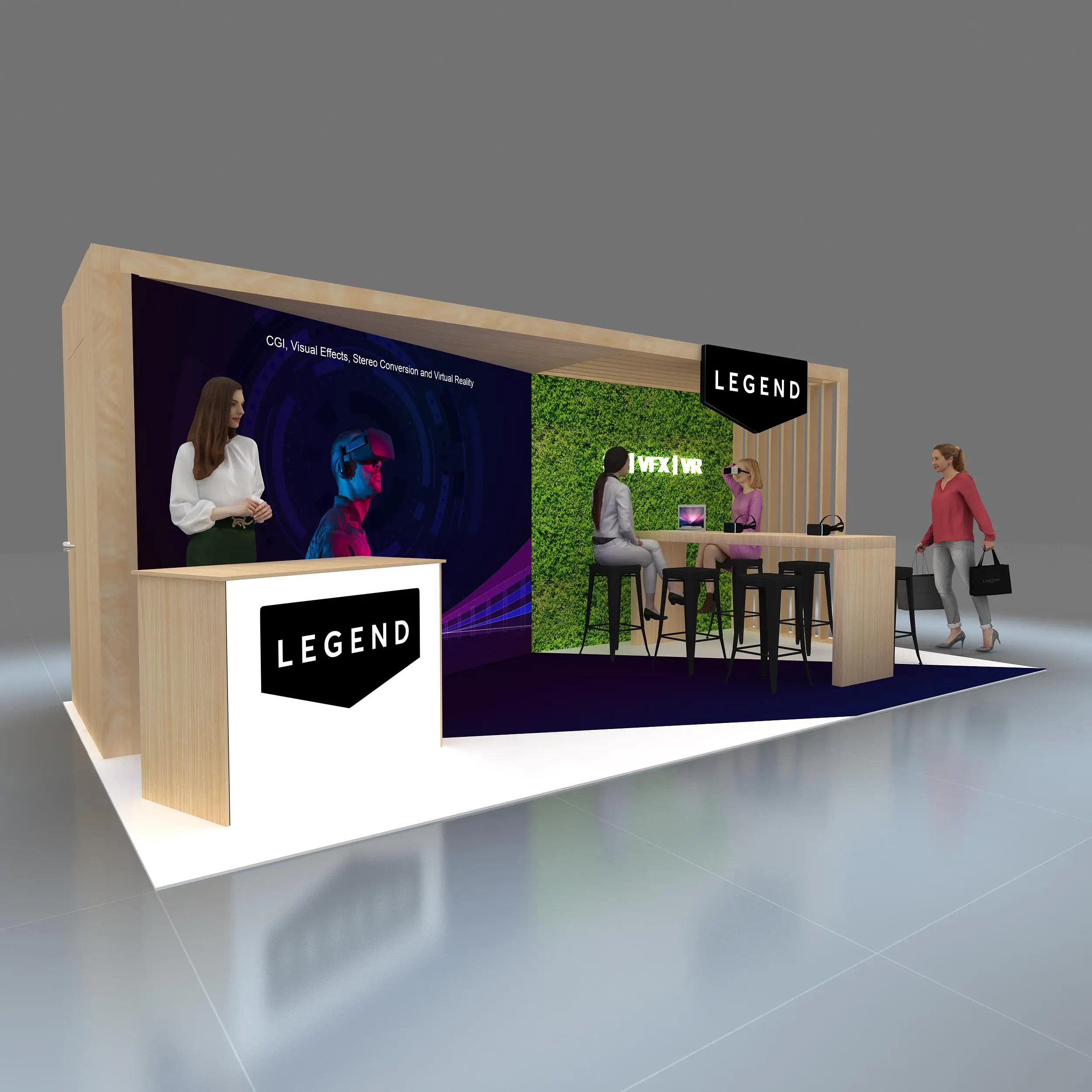 Right Side Perspective View - RLU1020 64: Top-quality 10x20 trade show rental booths