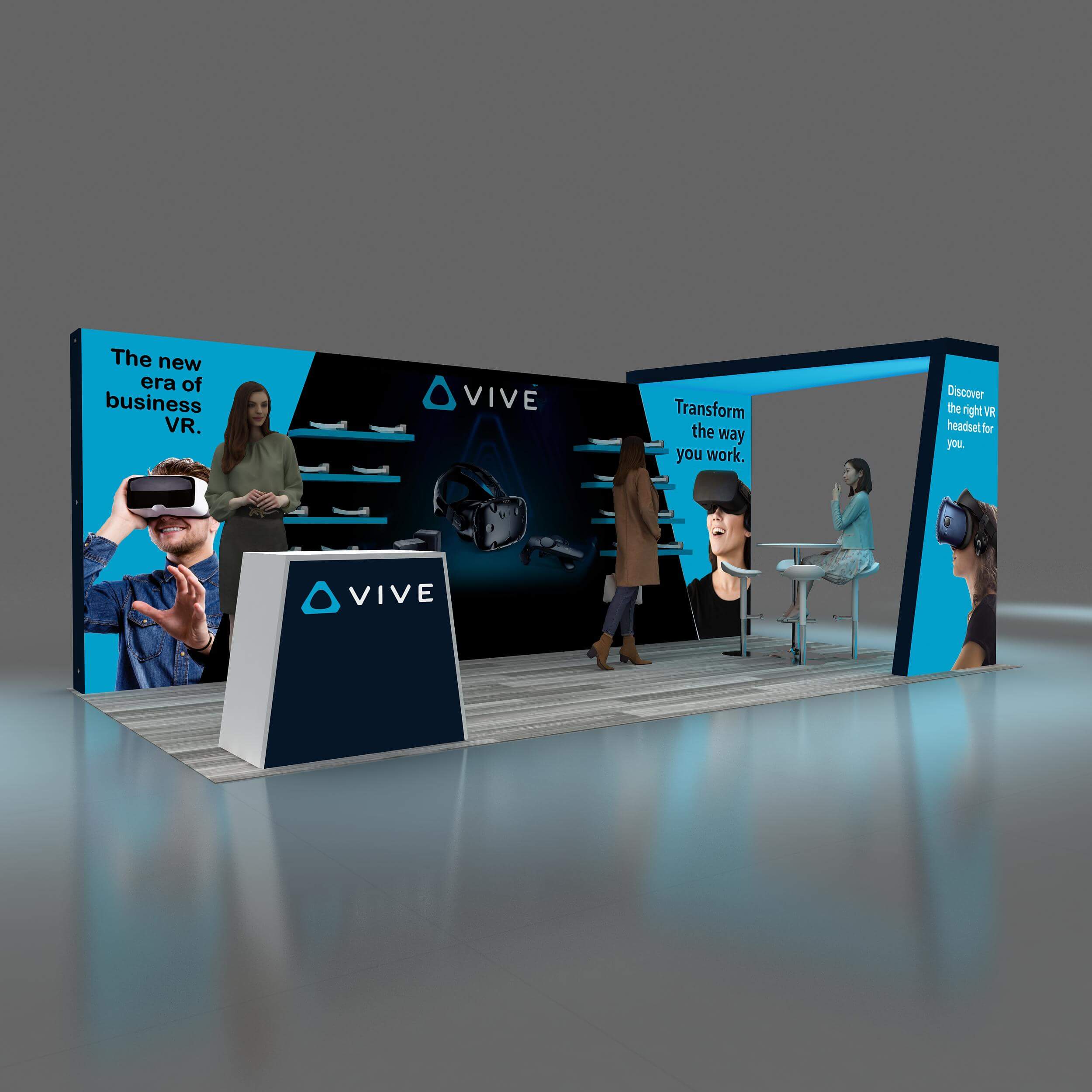 Left Side Perspective View - RLU1020 75: Grab maximum attention with award-winning 10x20 booth rentals