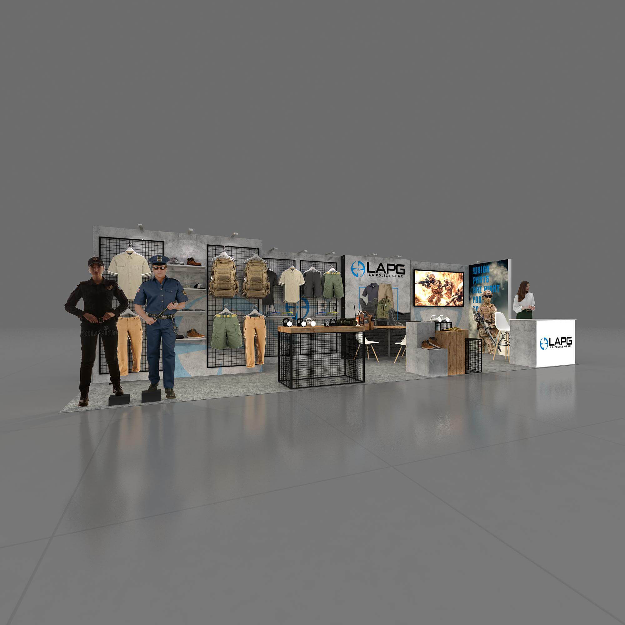 Right Side Perspective View - RLU1030 25: Attractive 20x20 Rental Exhibits for Trade Show Marketing Right Side Perspective View - RLU1030 25: Attractive 20x20 Rental Exhibits for Trade Show Marketing