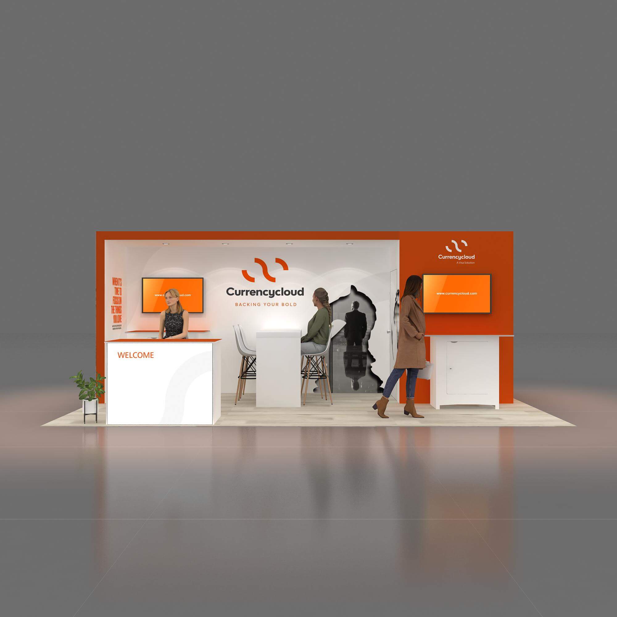 Front View - GRLU1020 46: Avant-garde 10x20 trade show rental booth