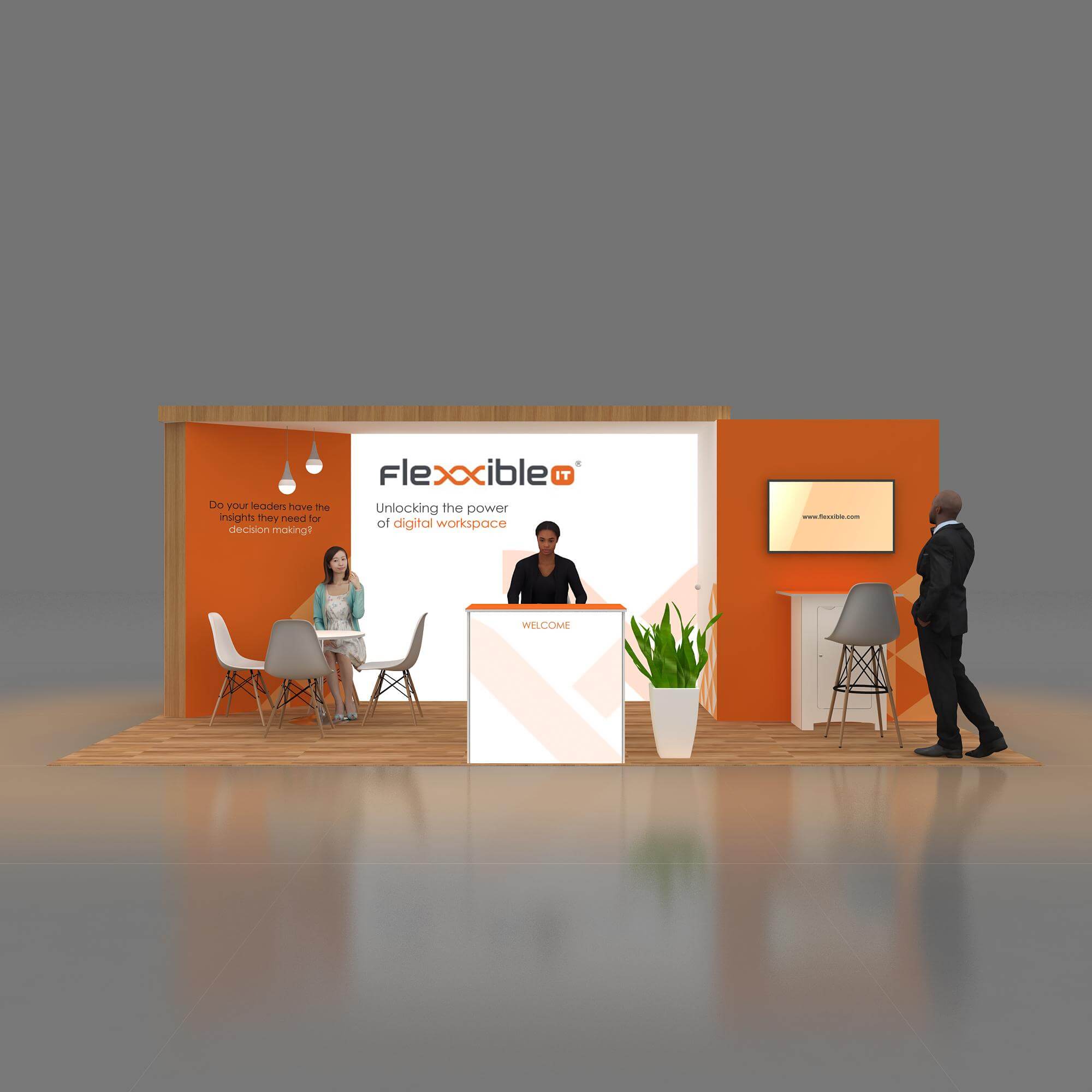 Front View - GRLU1020 31: Get tailor-made 10x20 booth rentals at the most transparent price from Exponents