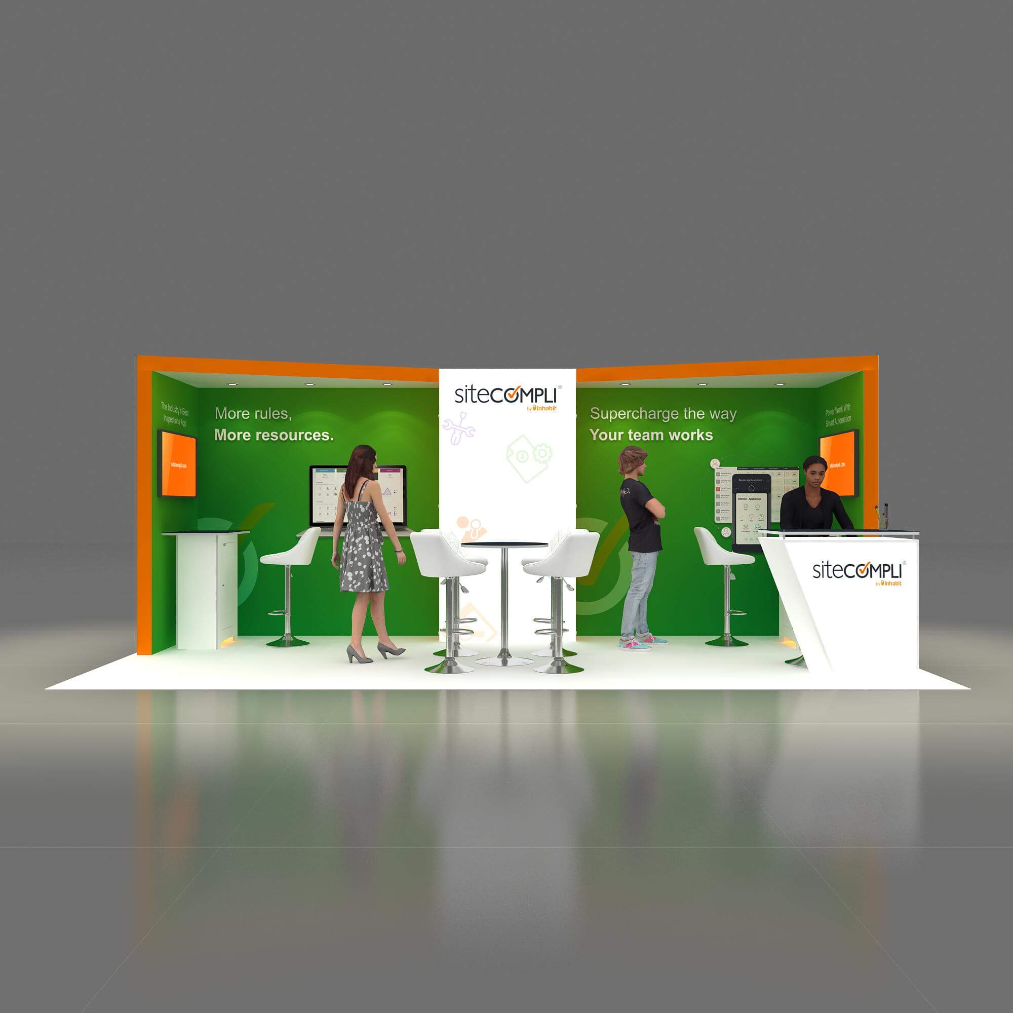 Front View - GRLU1020 25: Bank on Exponents for state-of-the-art 10x20 booth rentals