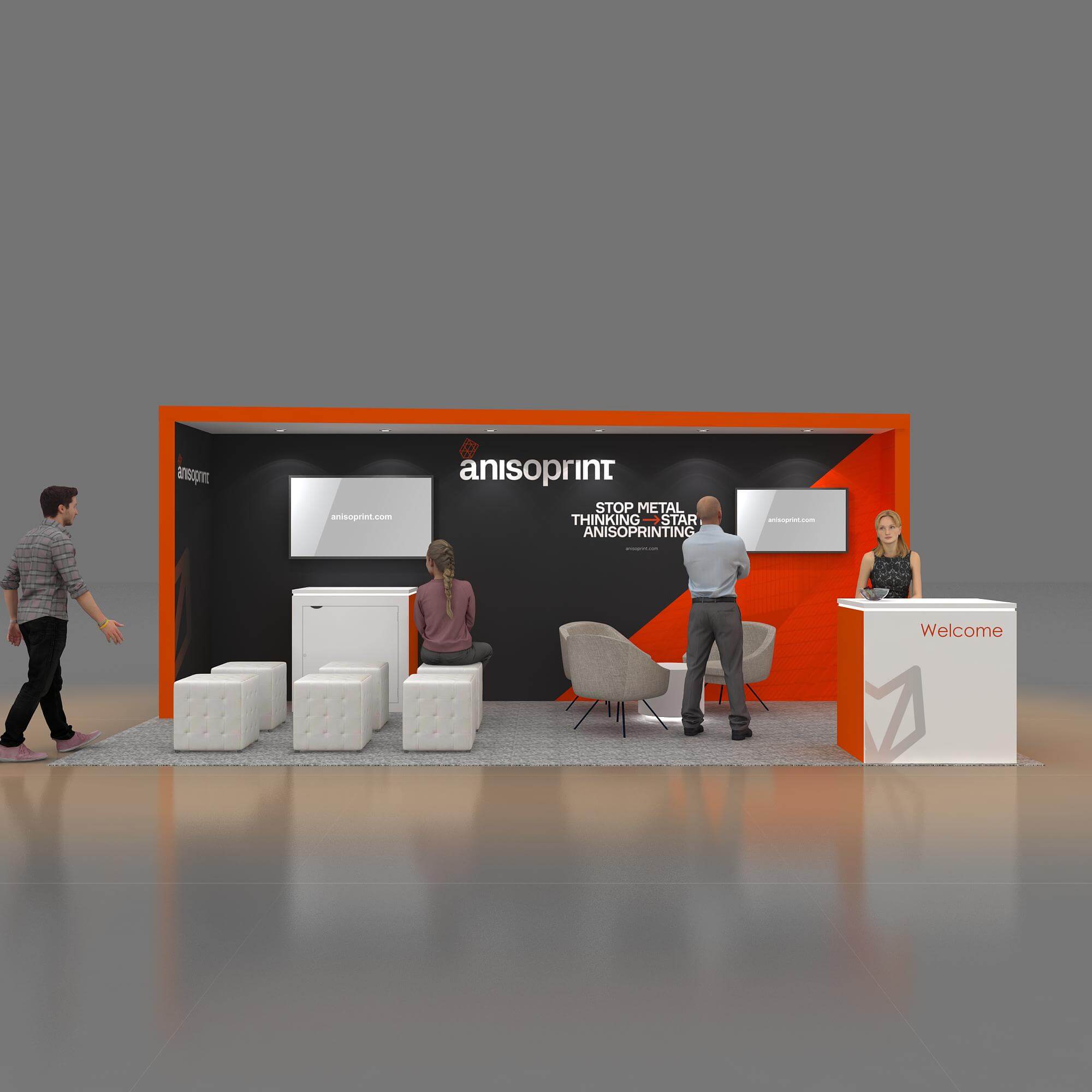 Front View - RLE1020 19: Amazing and robust 10x20 trade show booth rentals for shows Front View - RLE1020 19: Amazing and robust 10x20 trade show booth rentals for shows