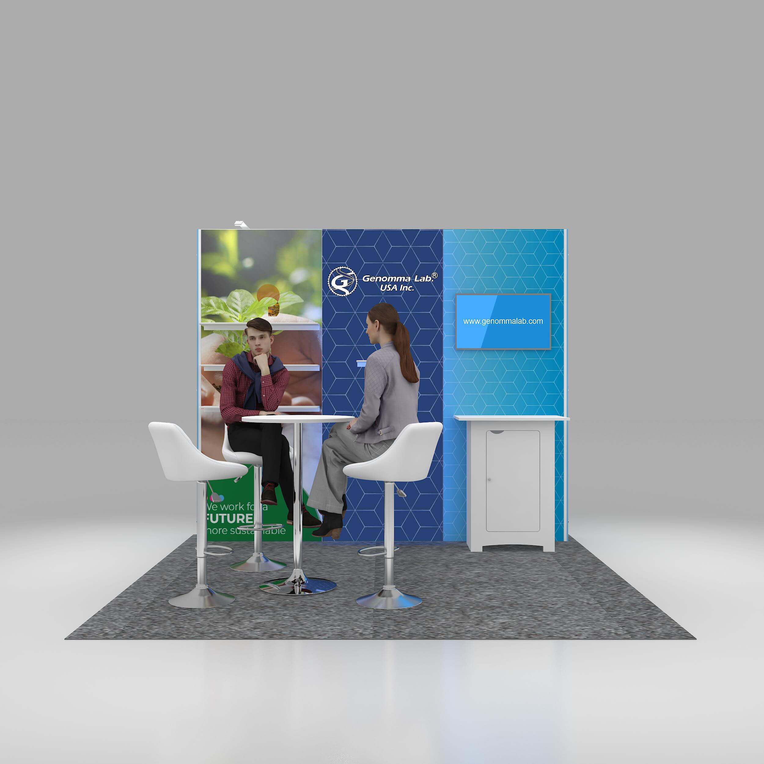 Front View - RL1010 06: Striking 10x10 Trade Show Booth Design for Brand Visibility Front View - RL1010 06: Striking 10x10 Trade Show Booth Design for Brand Visibility