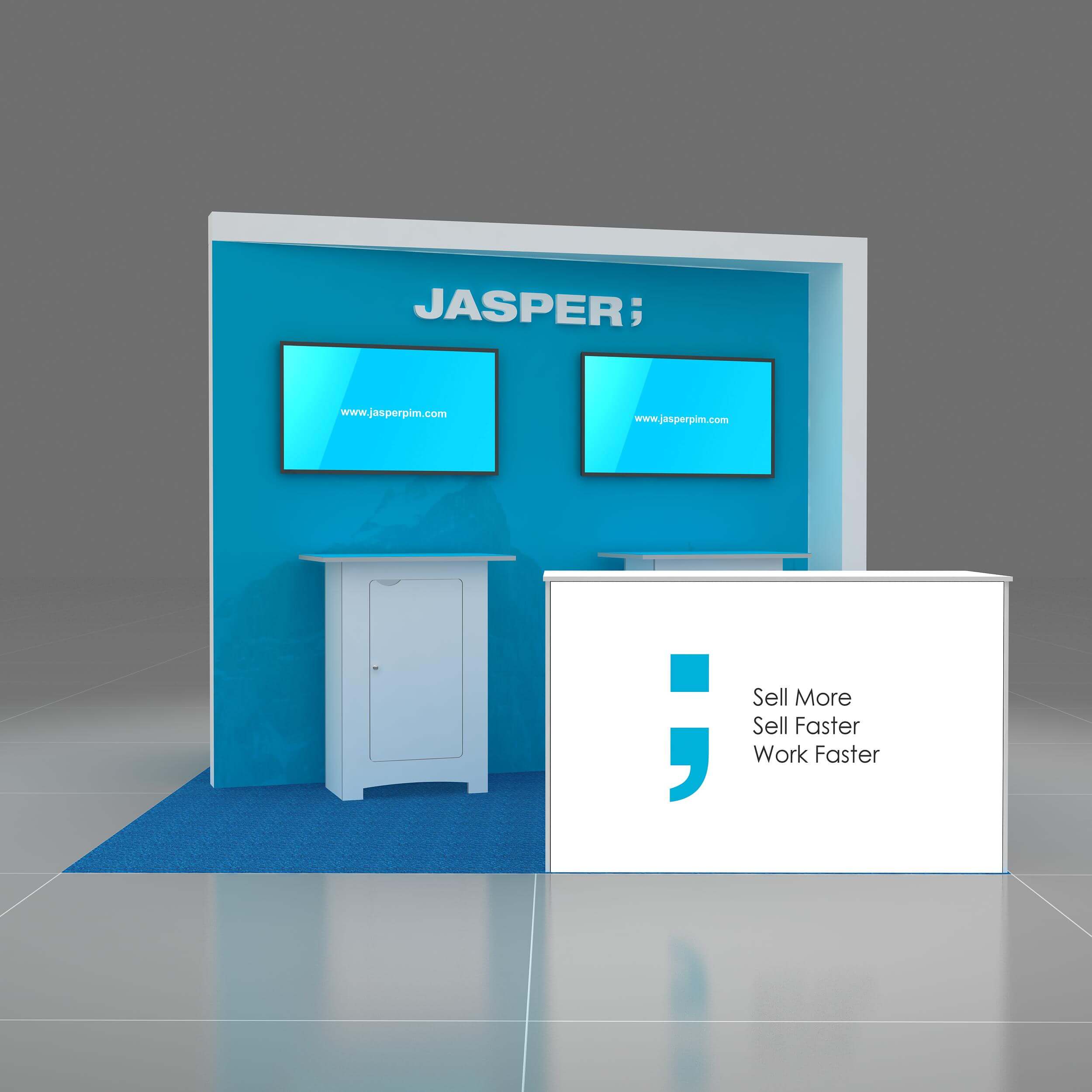 Front View - RL1010 01: Vibrant 10x10 Exhibit Rentals Display for Event Presence