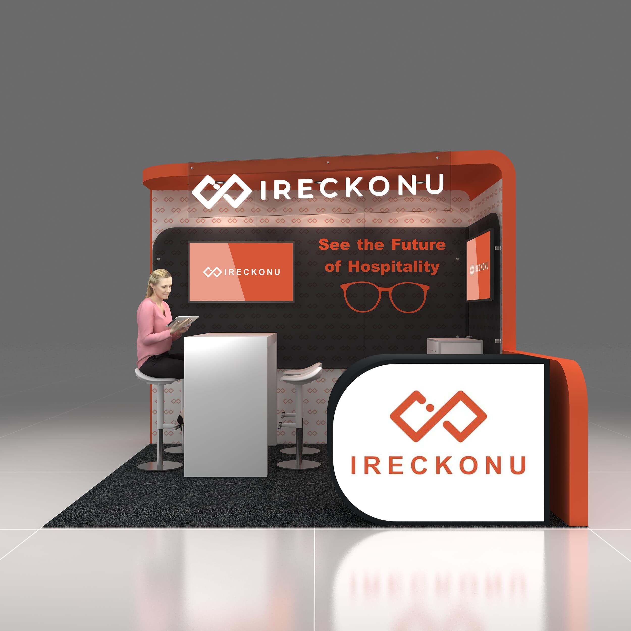 Front View – RLU1010 36: State-of-the-art 10x10 trade show booth designs