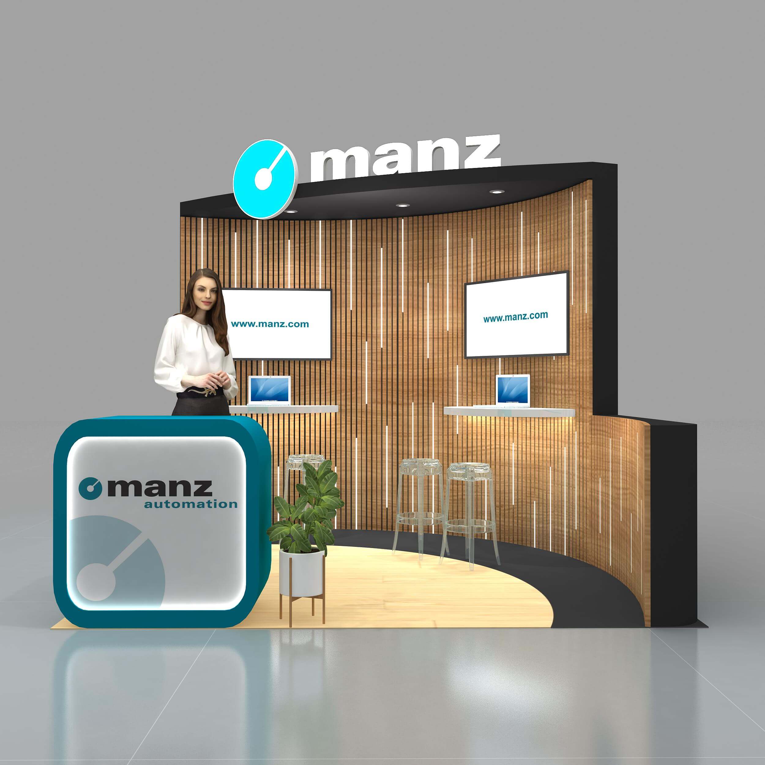 Front View - RLU1010 37: Striking 10x10 Trade Show Booth Design for Brand Visibility