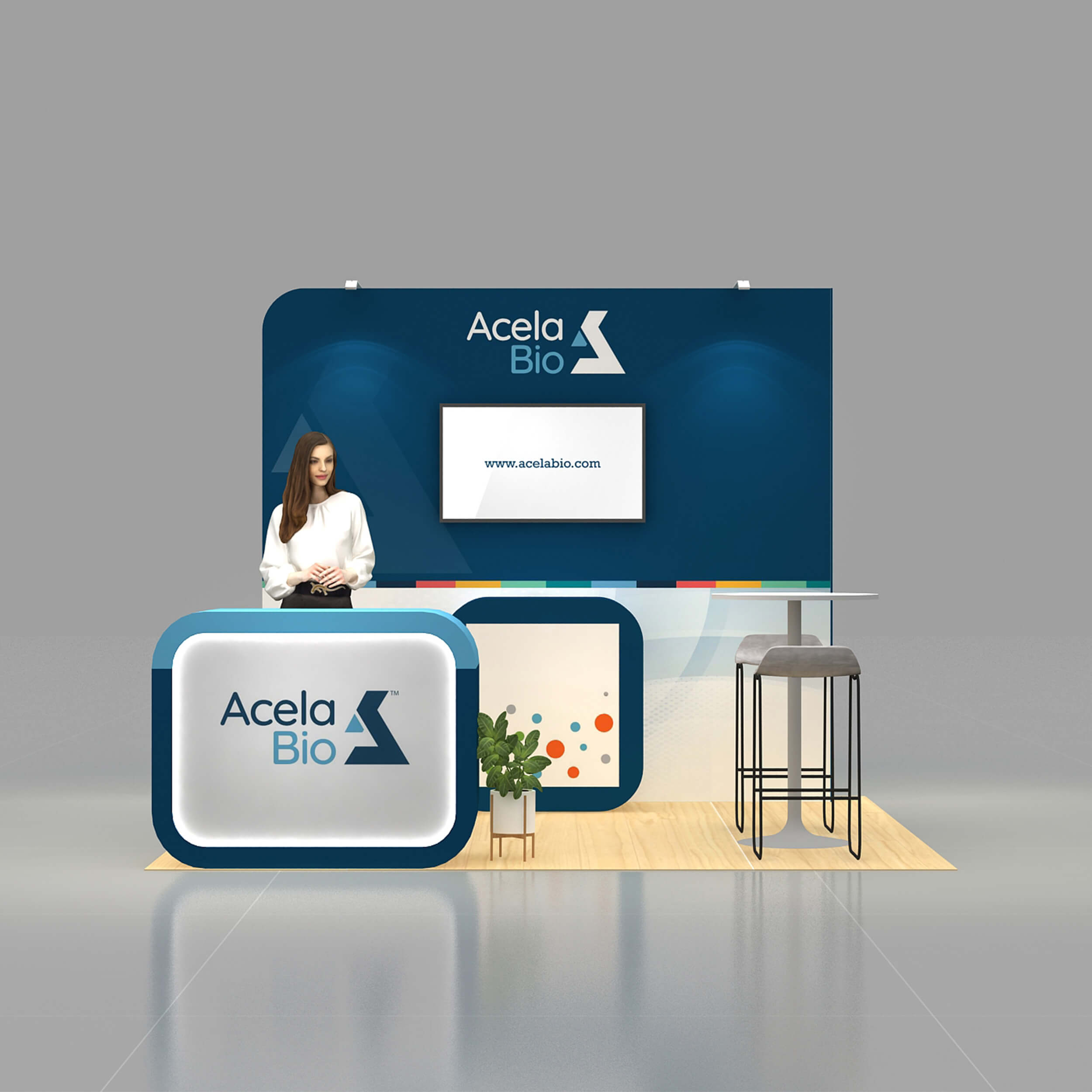 Front View - RLU1010 38: Avant-garde 10x10 trade show rental booth Front View - RLU1010 38: Avant-garde 10x10 trade show rental booth