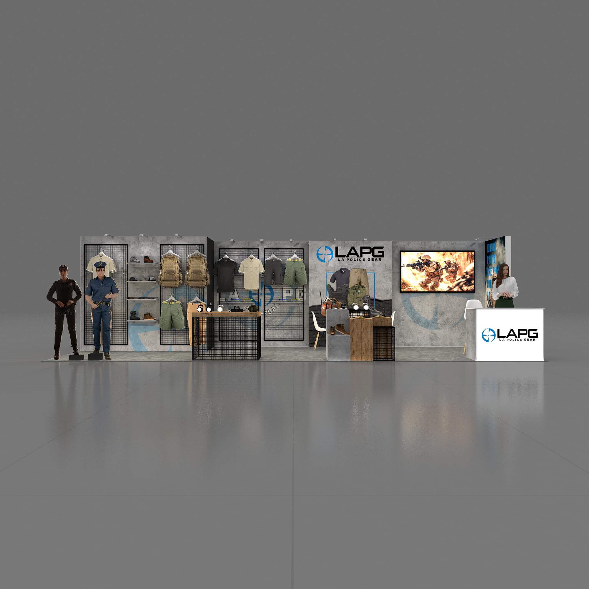 Front View - RLU1030 25: Futuristic 10x30 Rental Exhibits for Bold Brand Statement Front View - RLU1030 25: Futuristic 10x30 Rental Exhibits for Bold Brand Statement