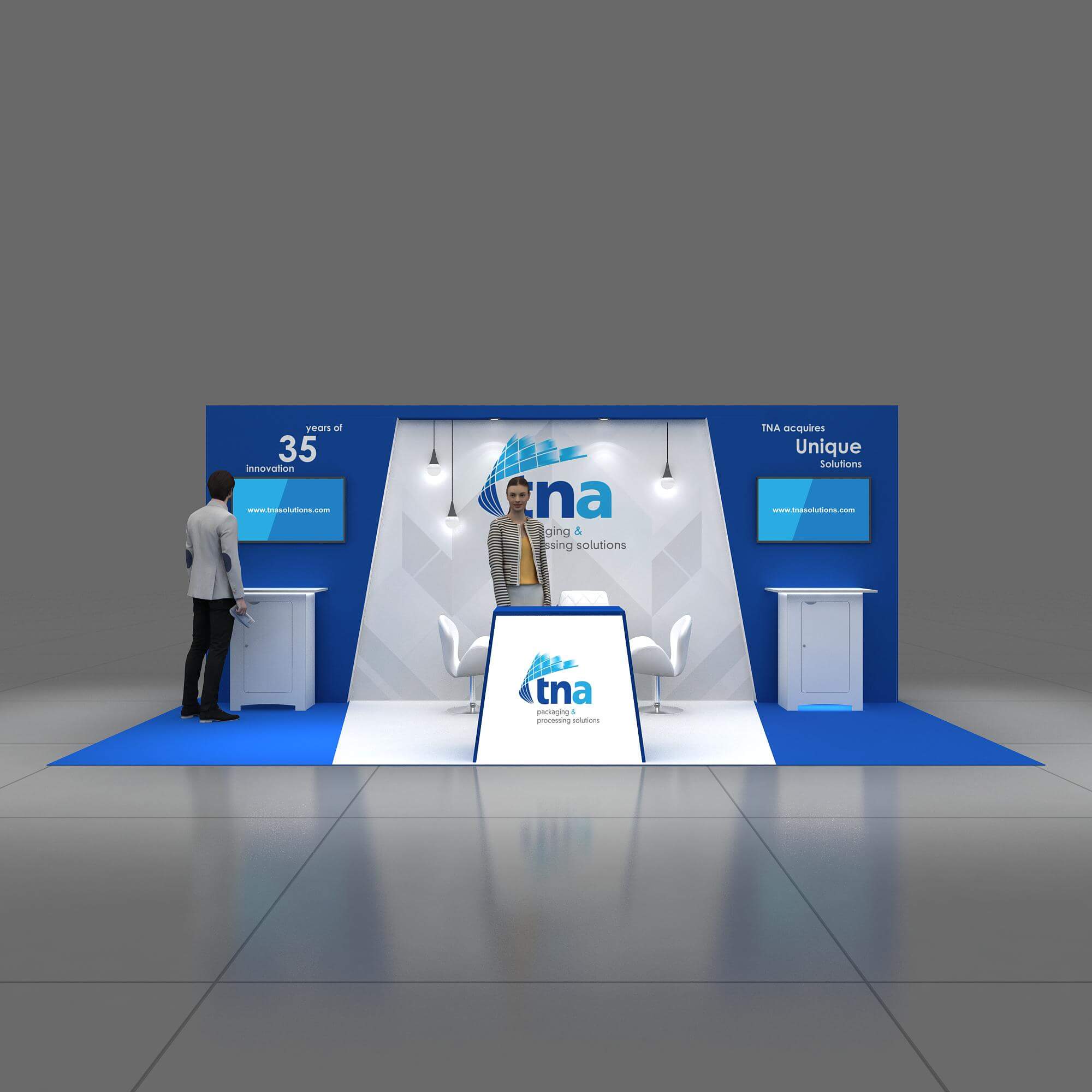 Front View - GRLU1020 70: Impressive turnkey 10x20 booth rentals for shows