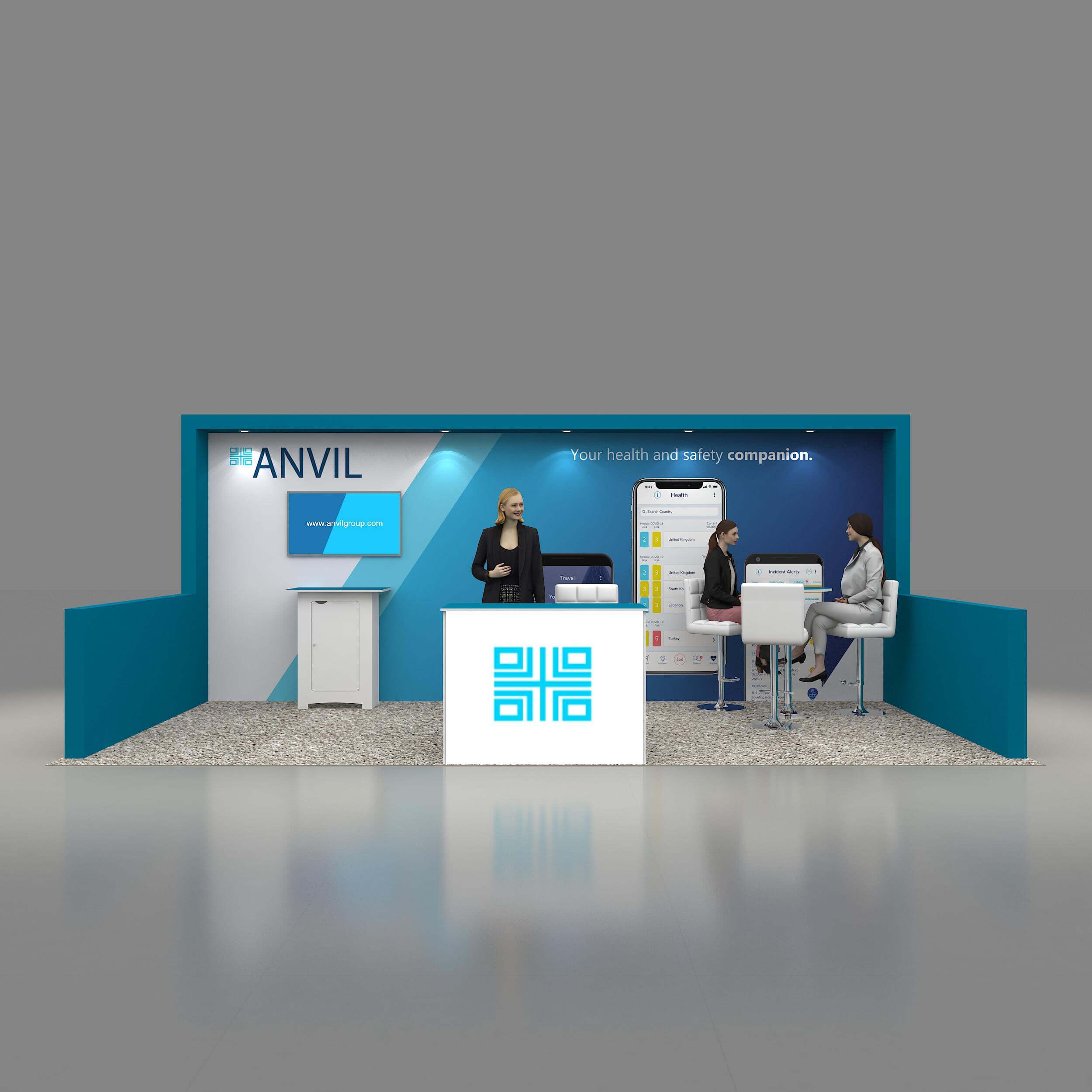 Front View - GRL1020 13: Avant-garde 10x20 trade show rental booth for shows