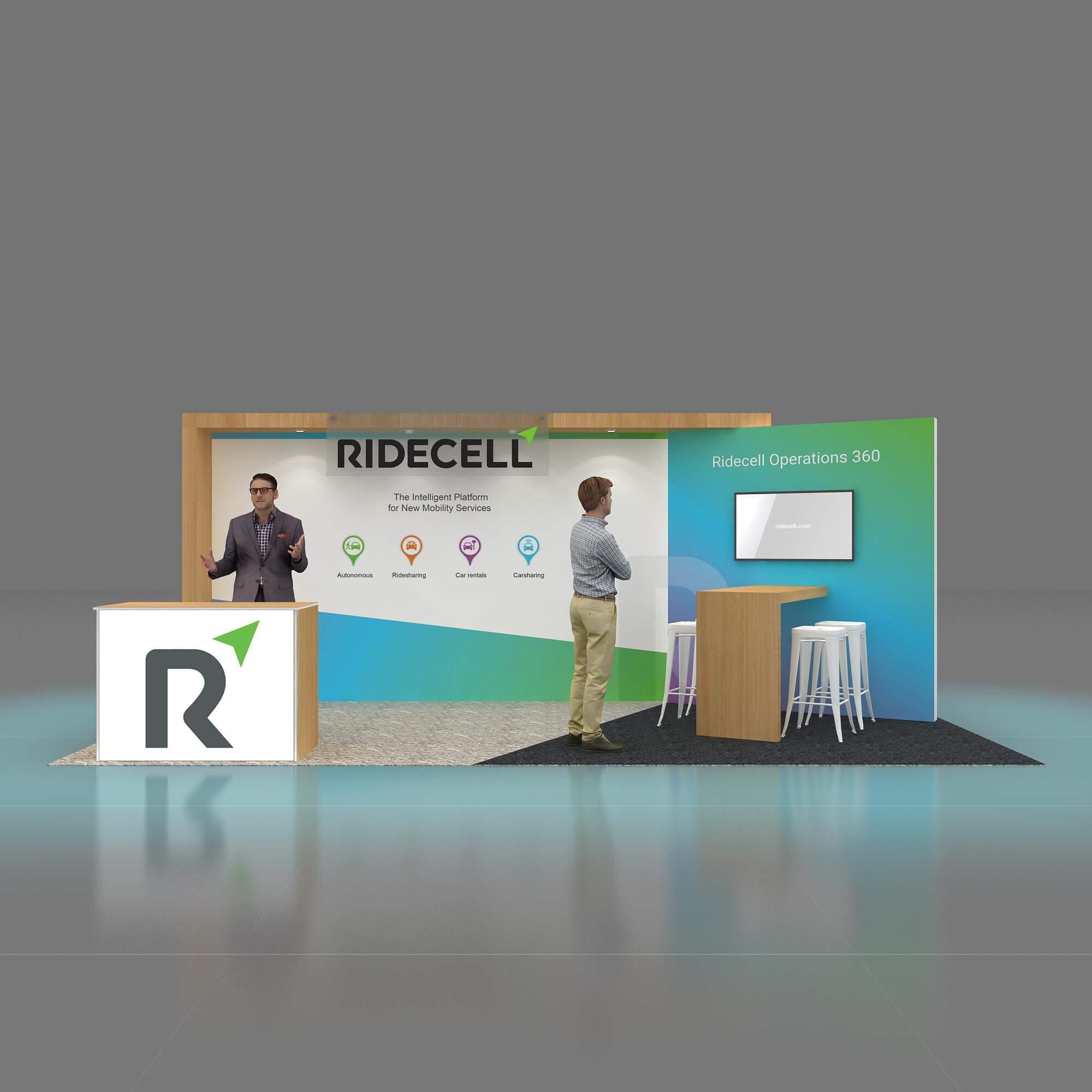 Front View - GRL1020 16: Avant-garde 10x20 trade show rental booth for shows