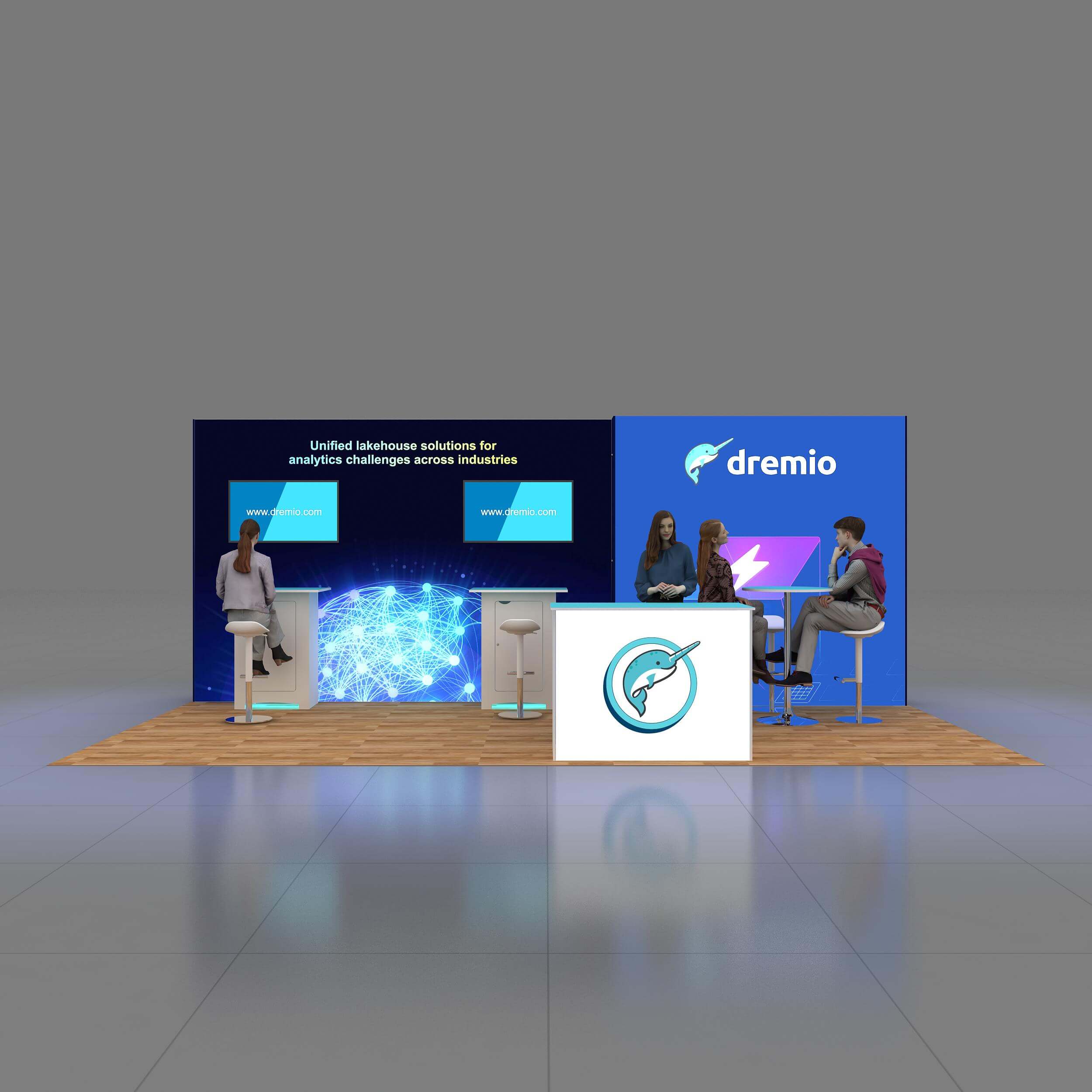 Front View - GRLU1020 35: Striking 10x20 Trade Show Booth Design for Brand Visibility
