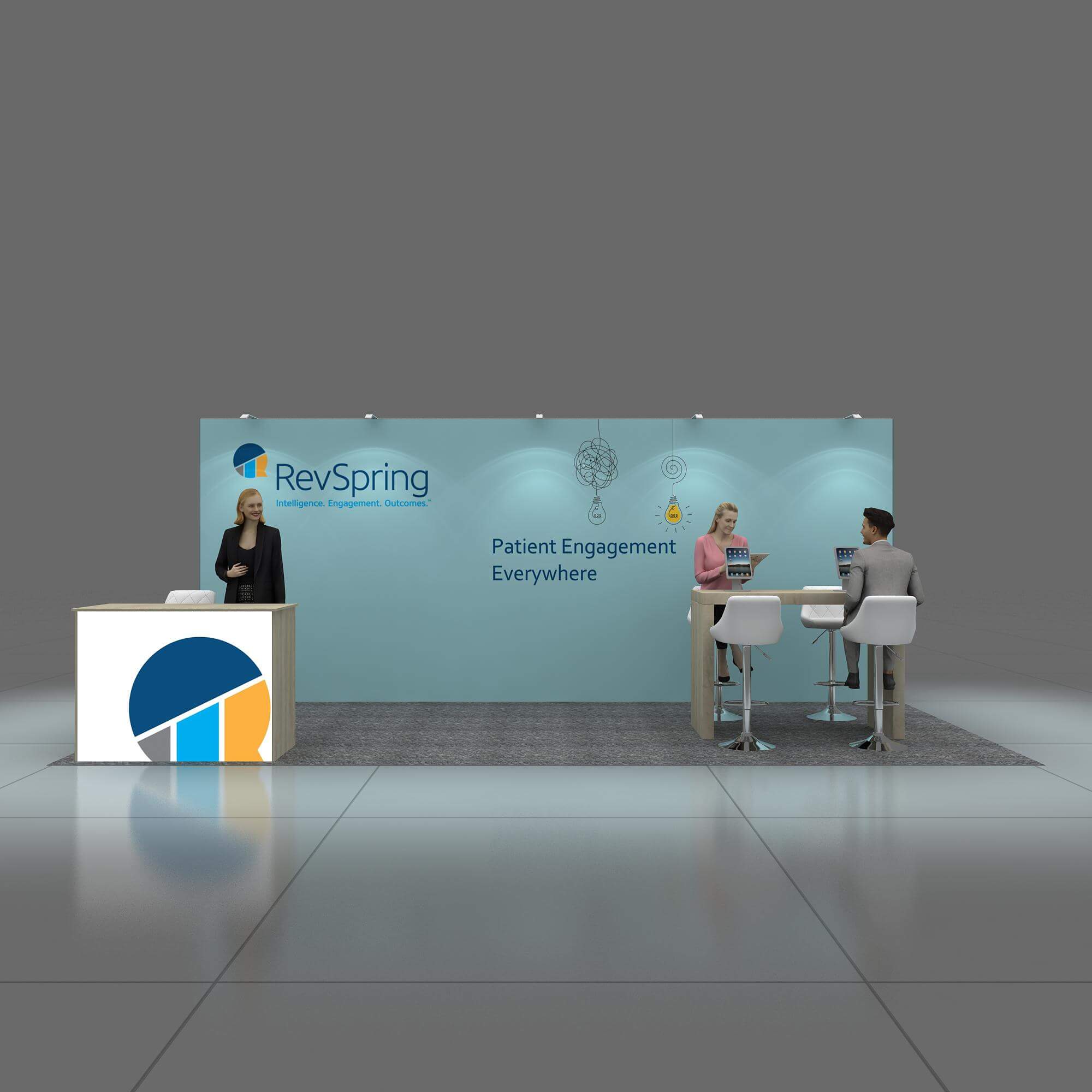 Front View - GRLU1020 45: Visually striking 10x20 trade show booth rentals