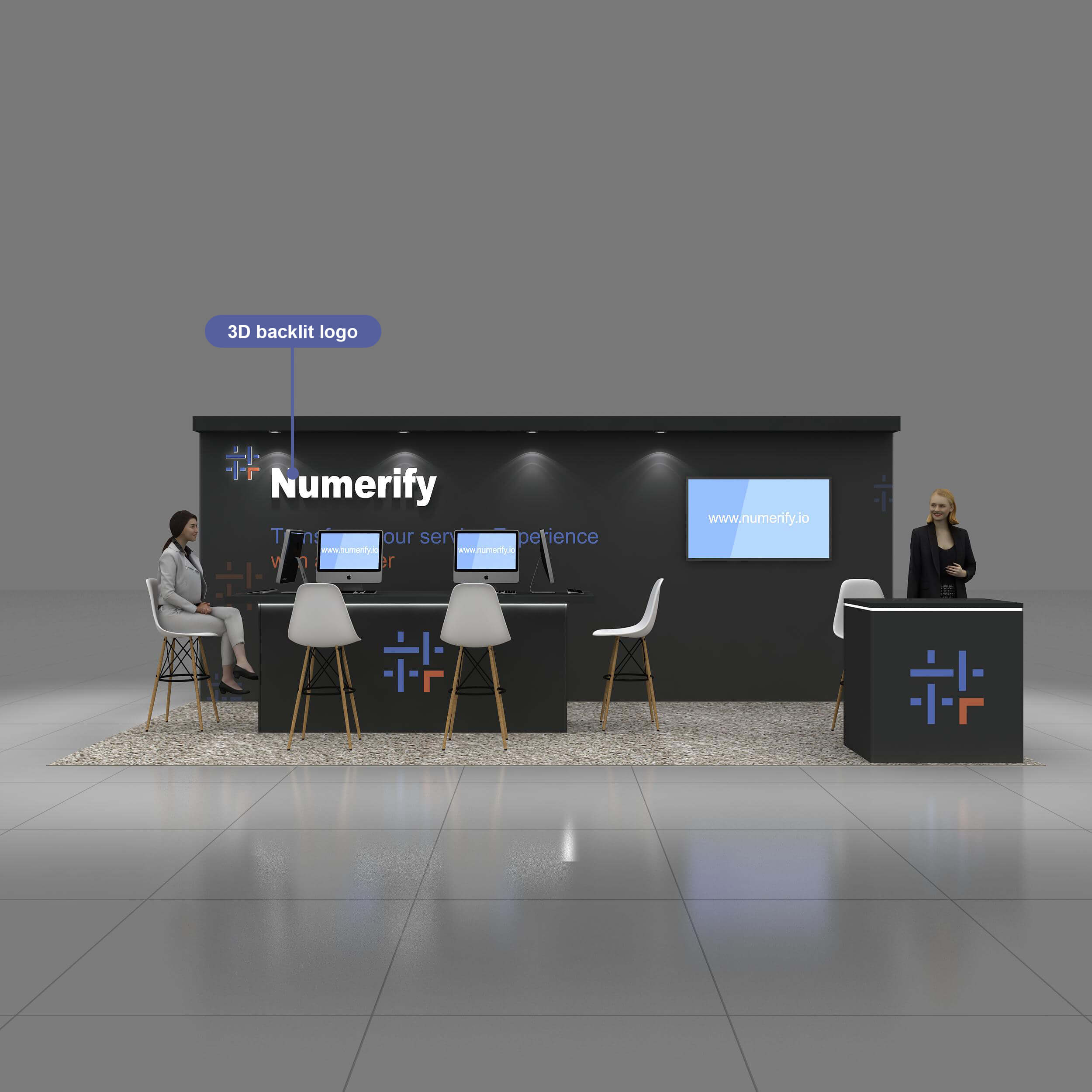 Front View - YRL1020 06: Eye-catching 10x20 booth rental