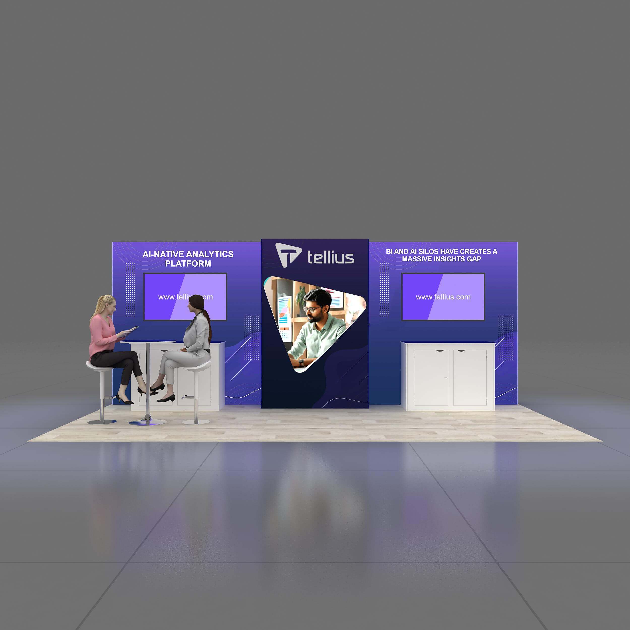 Front View - GRLU1020 02: Eye-catching 10x20 booth rental