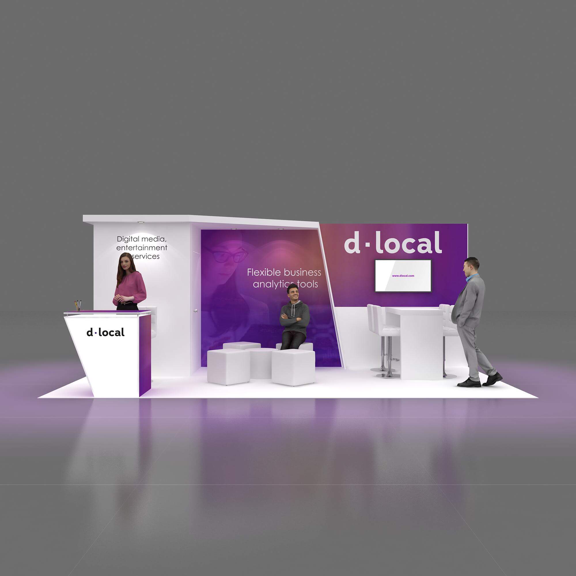 Front View - GRLU1020 61: Striking 10x20 Trade Show Booth Design for Brand Visibility Front View - GRLU1020 61: Striking 10x20 Trade Show Booth Design for Brand Visibility