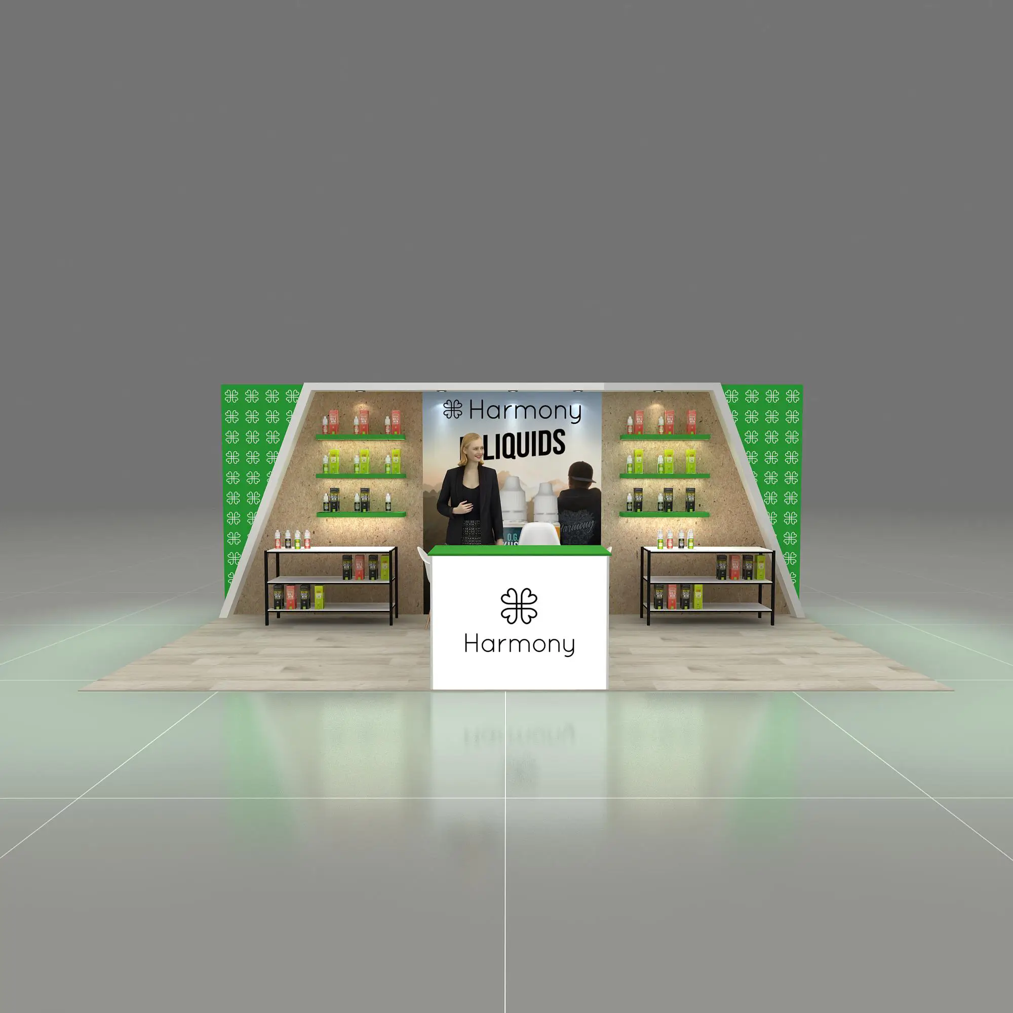 Front View - RH1020 11: Striking and purpose-driven 10x20 booth rentals