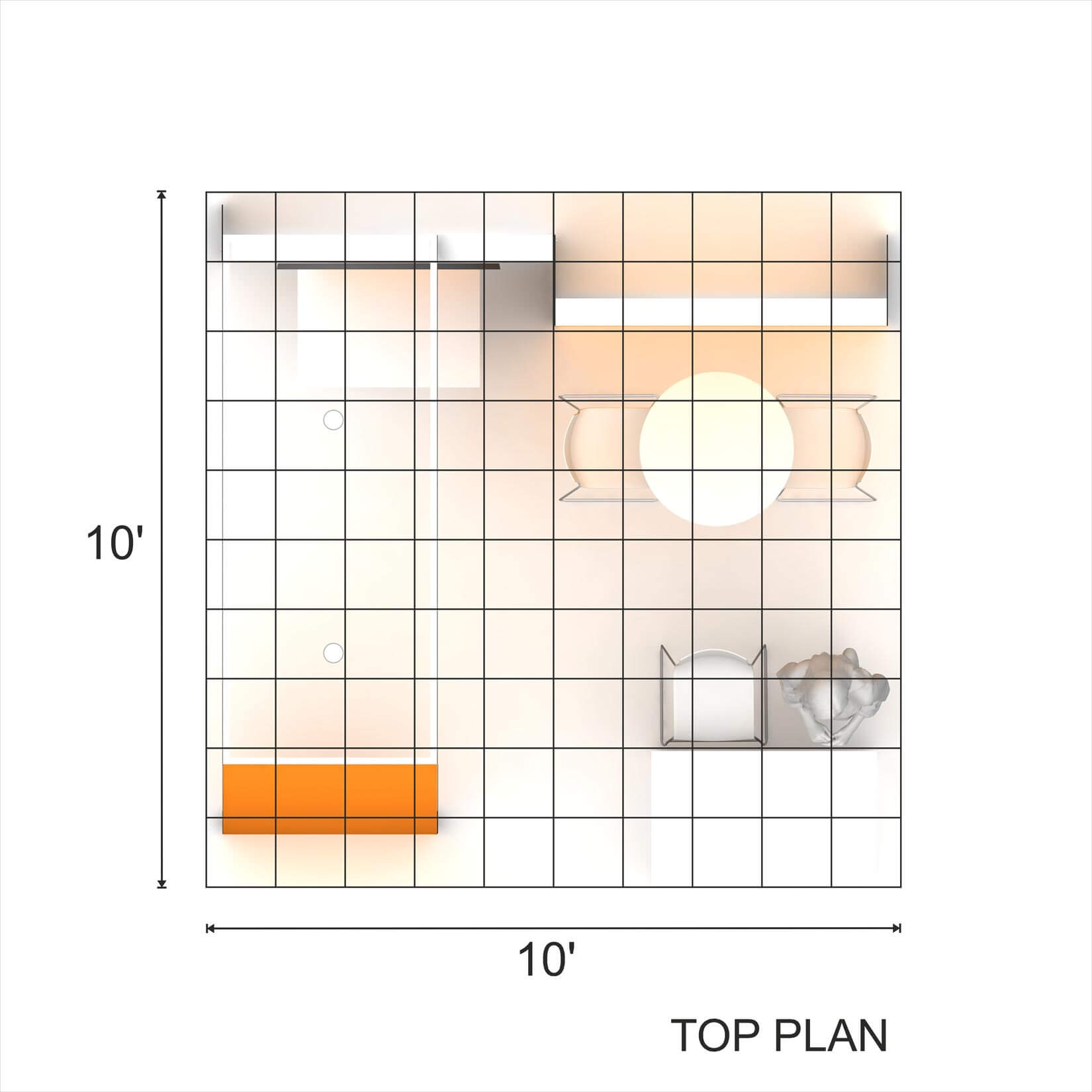 Plan – RLU1010 34: Head-Turning 10x10 Trade Show Booth Design Concept