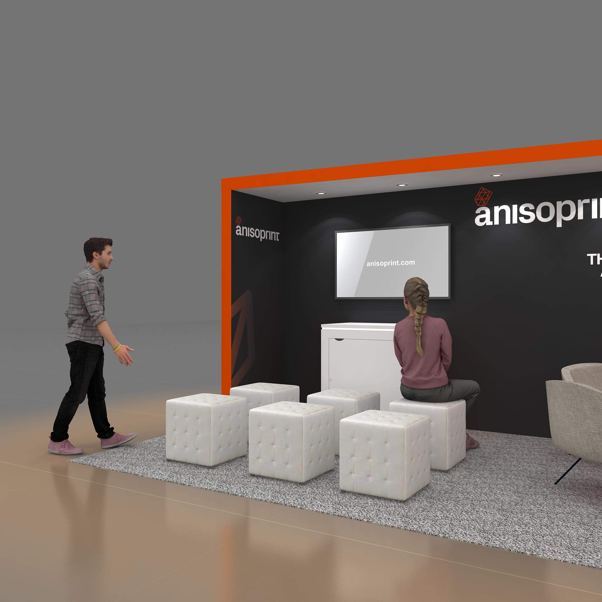 Sitting Area - RLE1020 19: Get purpose-driven and impactful 10x20 tradeshow rental booths from Exponents Sitting Area - RLE1020 19: Get purpose-driven and impactful 10x20 tradeshow rental booths from Exponents