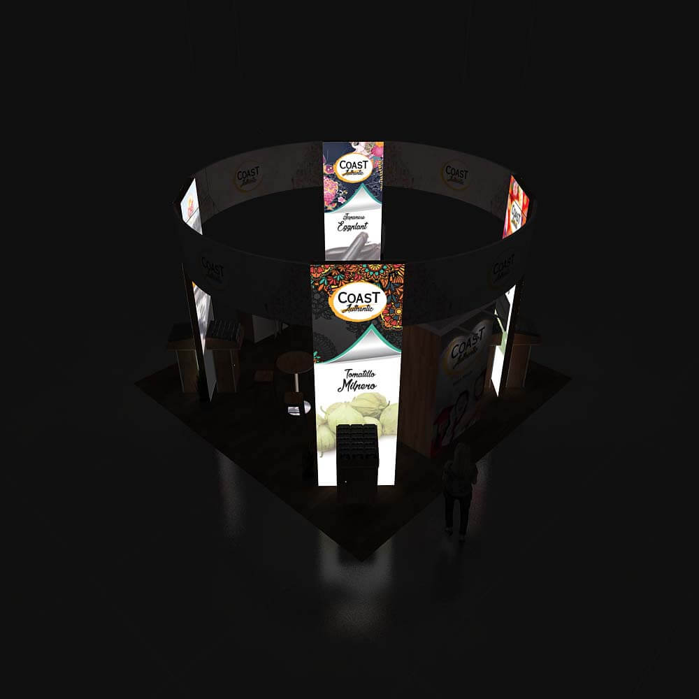 RLU 20x20 25 -COAST PRODUCE Booth Design Backlit View