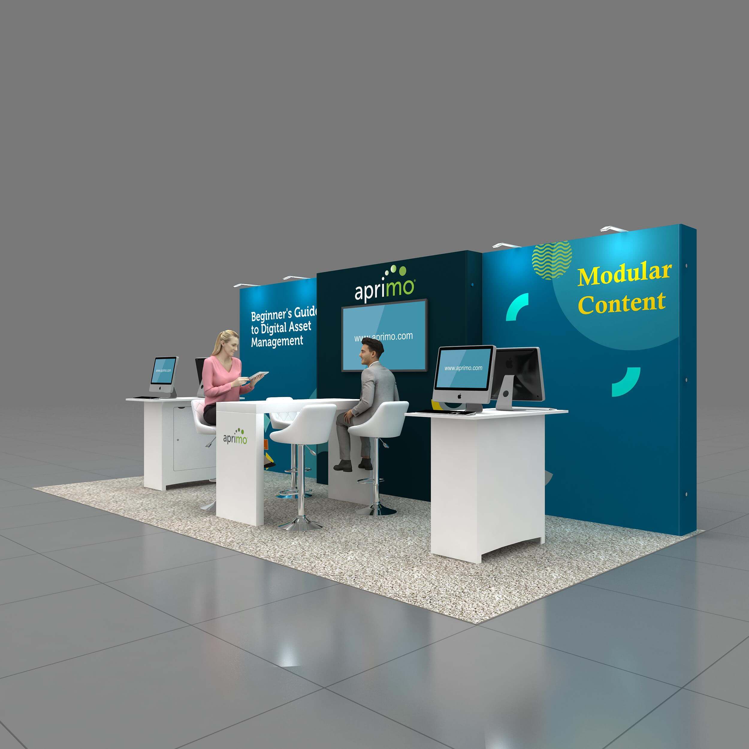 Left Side Perspective View - RLU1020 44: All-inclusive turnkey 10x20 trade show booth