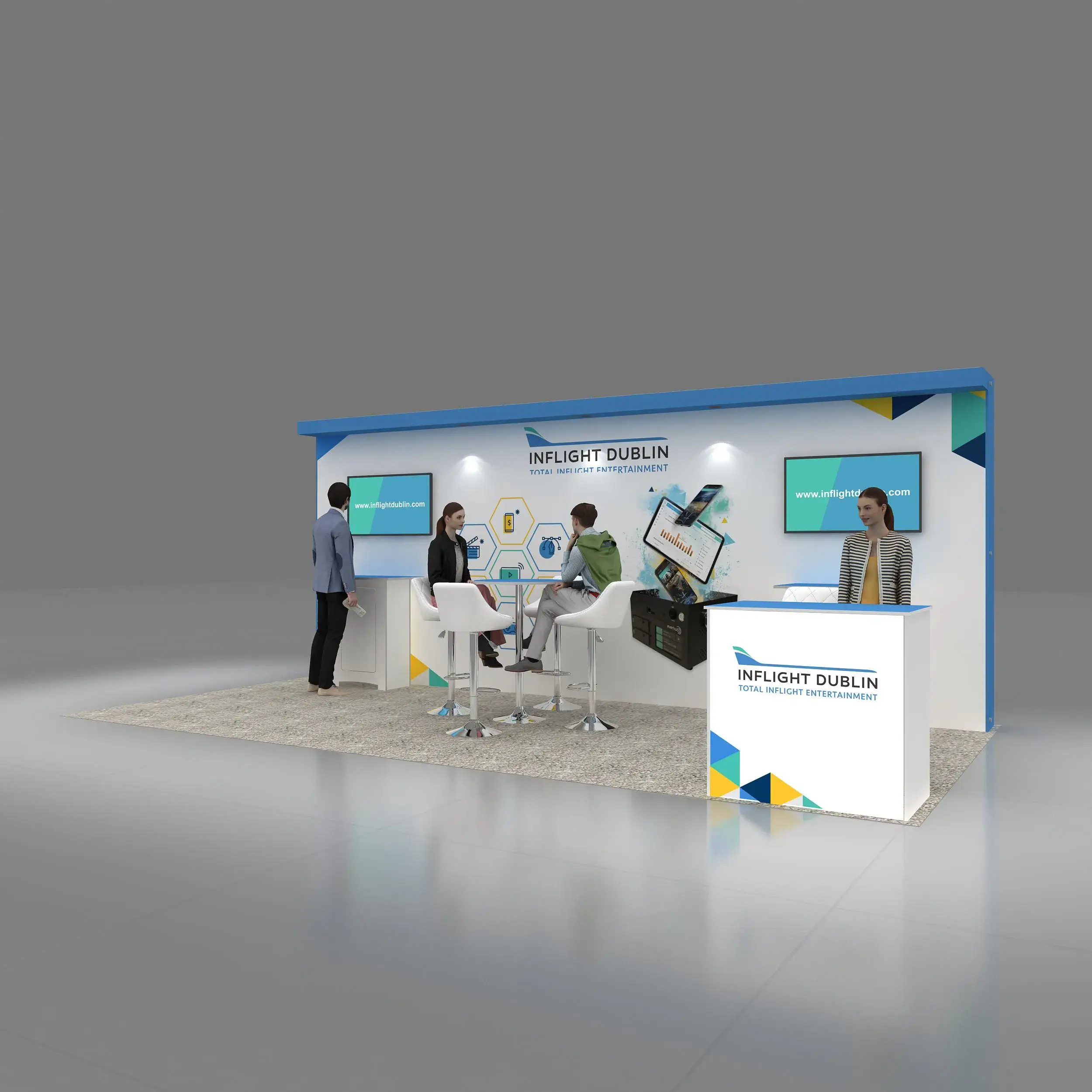 Left Side Perspective View - STL1020 03: Eye-catching 10x20 booth rental