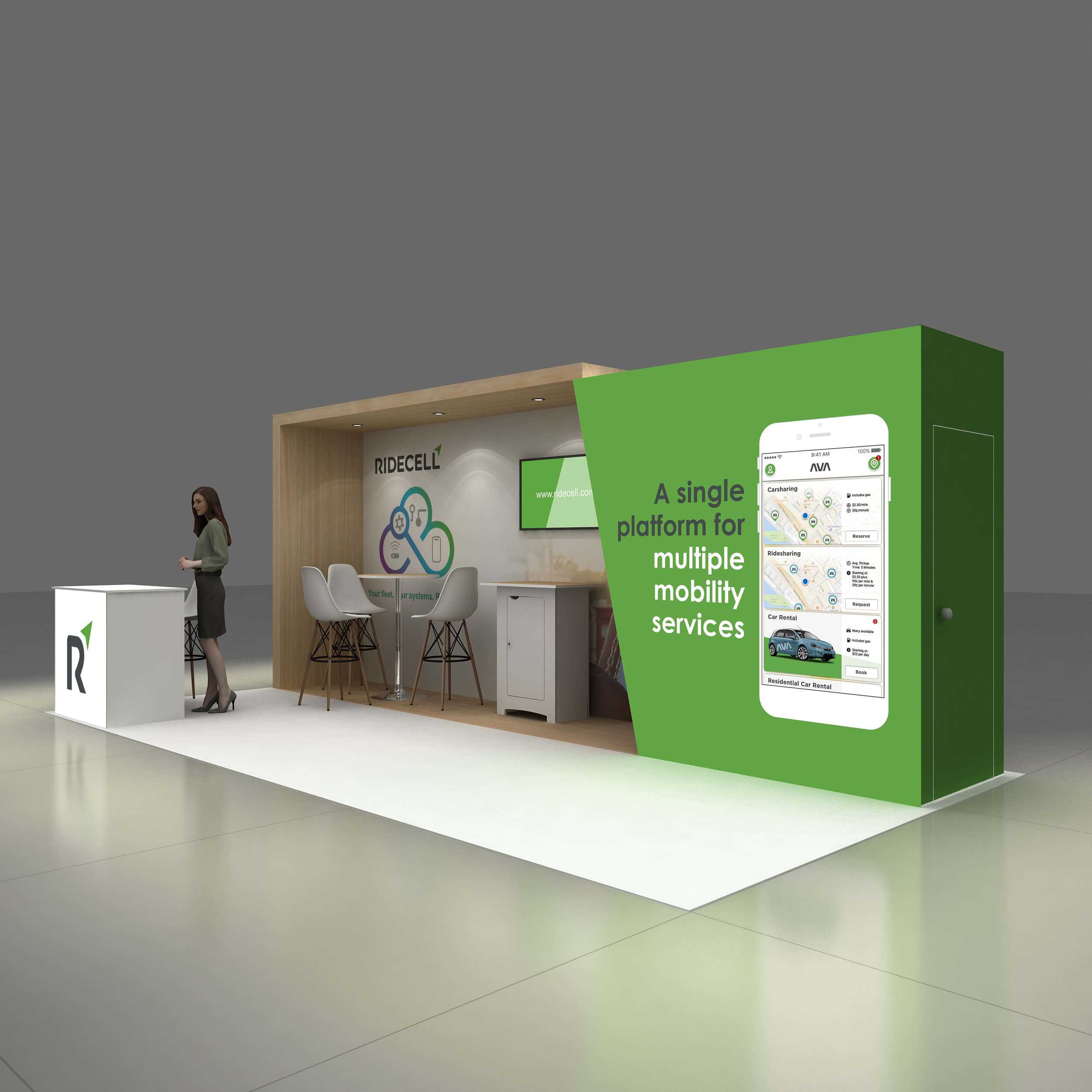 Left Side Perspective View - GRLU1020 55: Innovative 10x20 booth rentals to wow your audience for shows