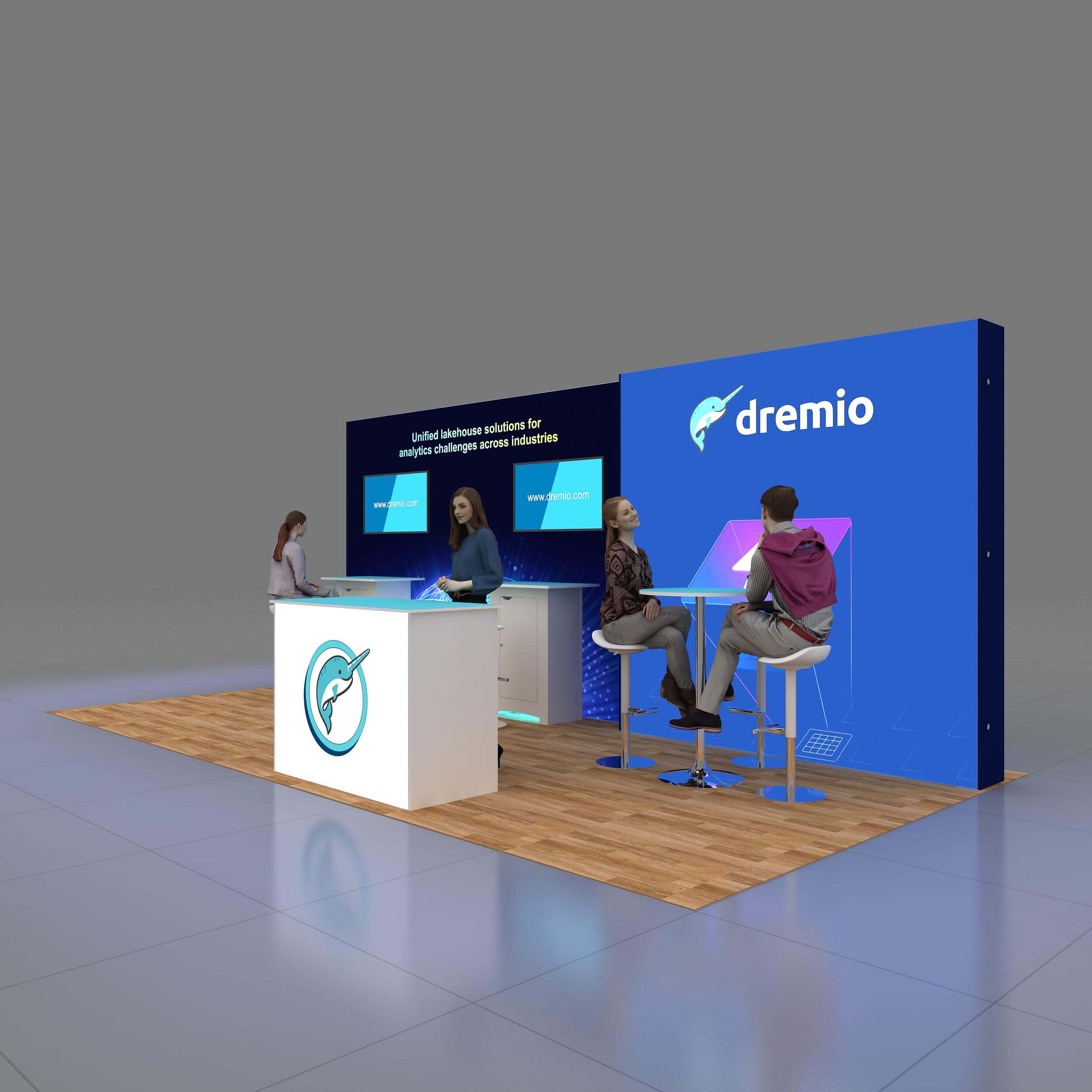 Left Side Perspective View - GRLU1020 35: Bold 10x20 Rent a Booth Design for Trade Shows