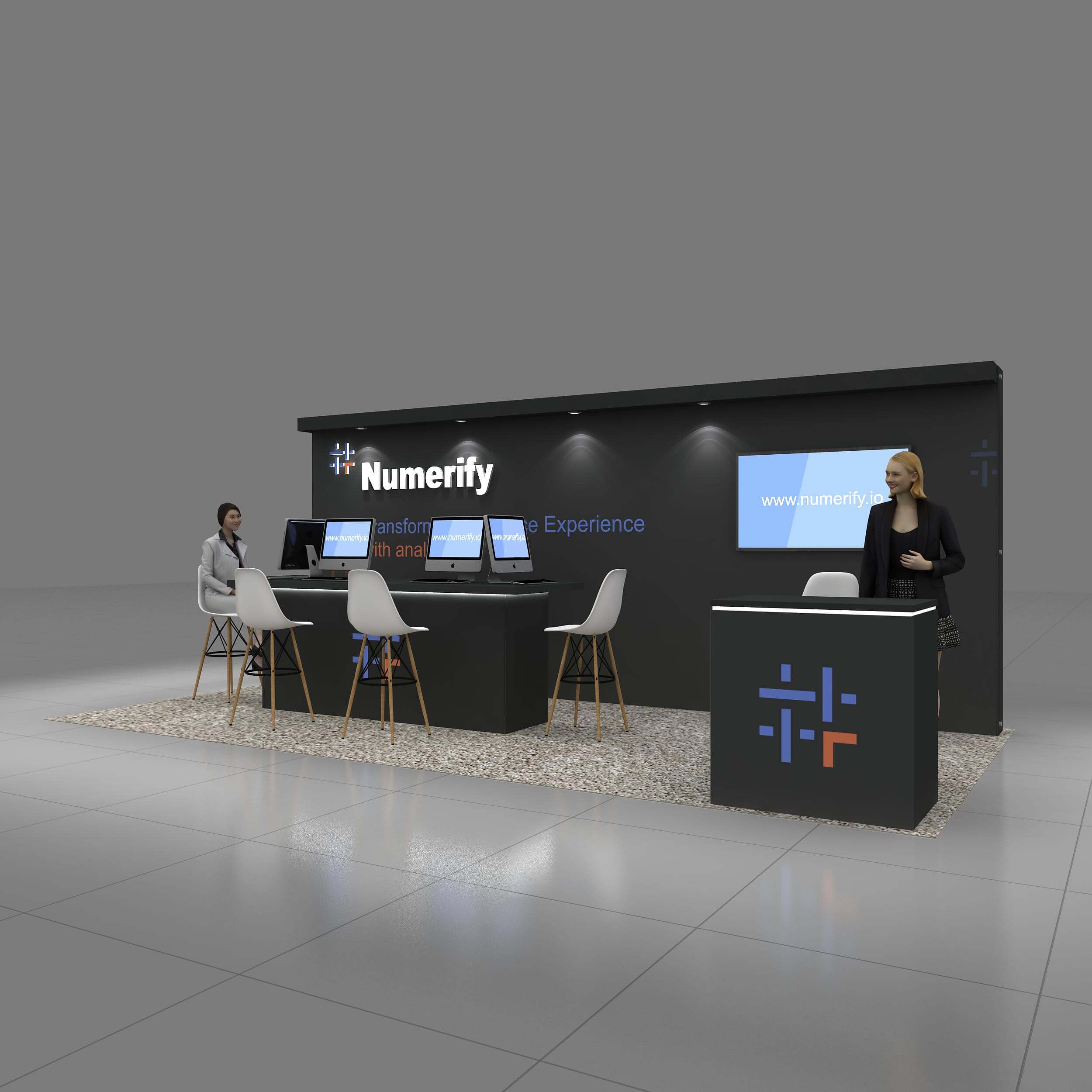 Left Side Perspective View - YRL1020 06: Budget-friendly 10x20 trade show booth designs