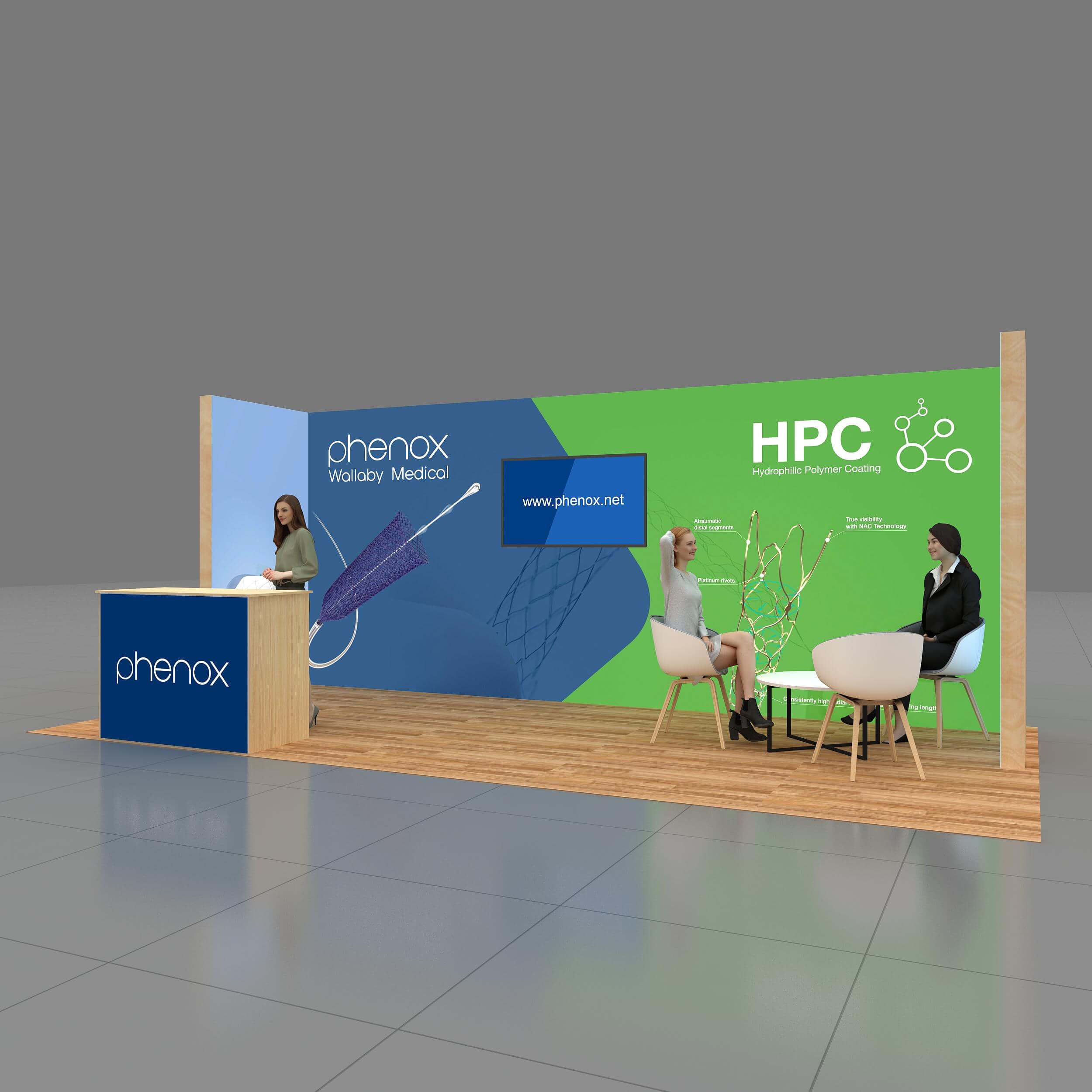 Left Side Perspective View - GRLU1020 38: Striking 10x20 trade show booth rentals Left Side Perspective View - GRLU1020 38: Striking 10x20 trade show booth rentals