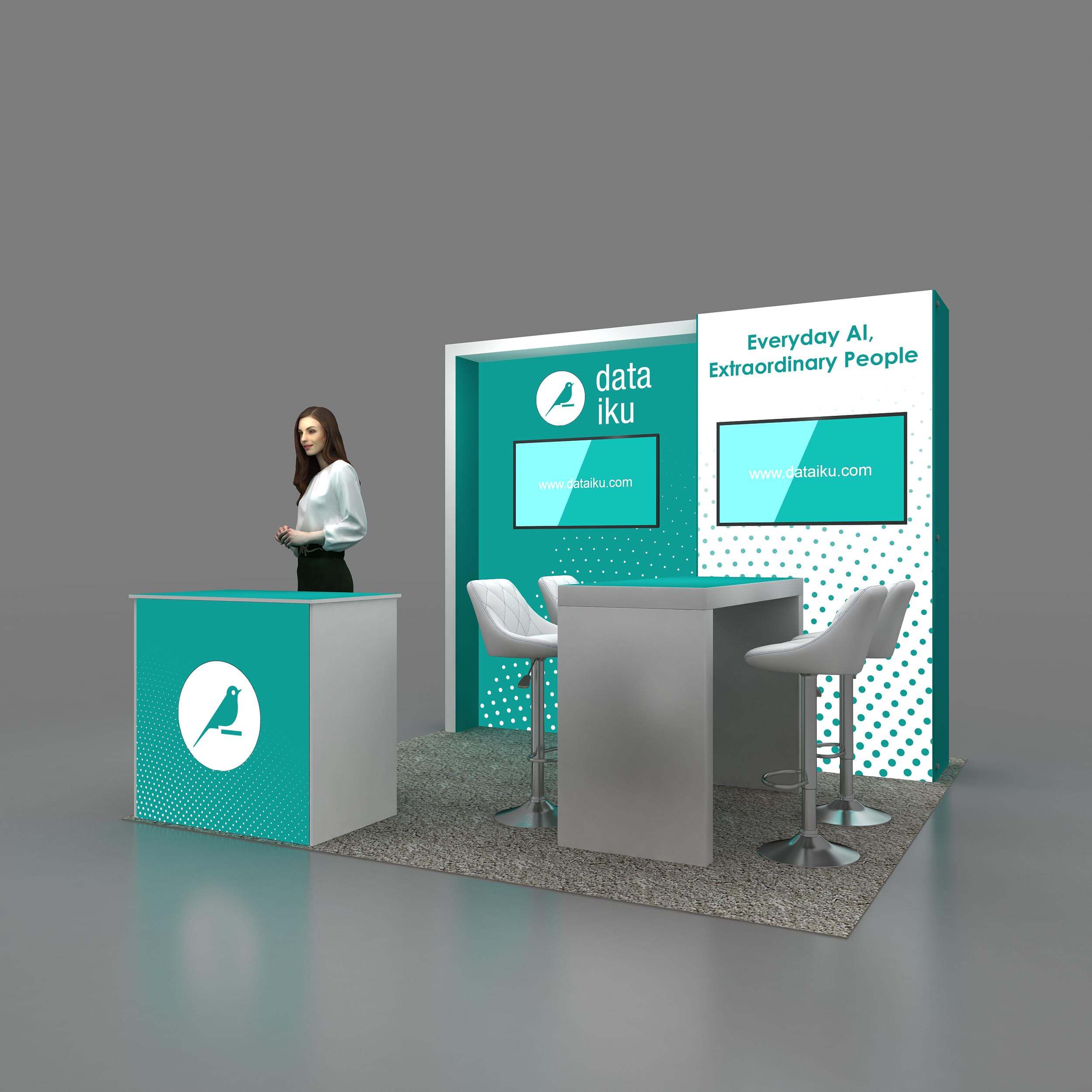 Left Side Perspective View - STL1010 04: Finest 10x10 trade show booth rentals