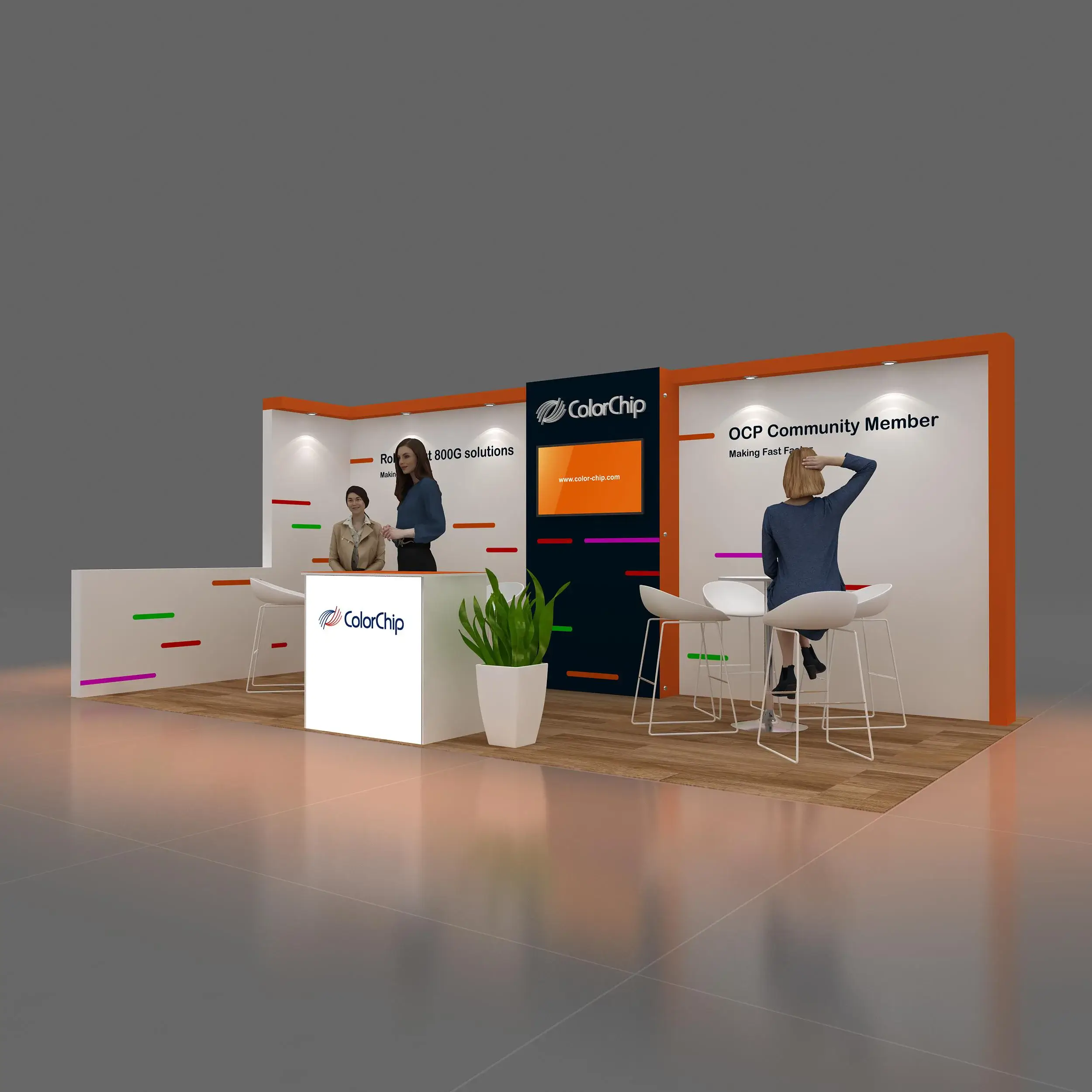 Left Side Perspective View - RAL1020 01: Creative 10x20 trade show booth ideas