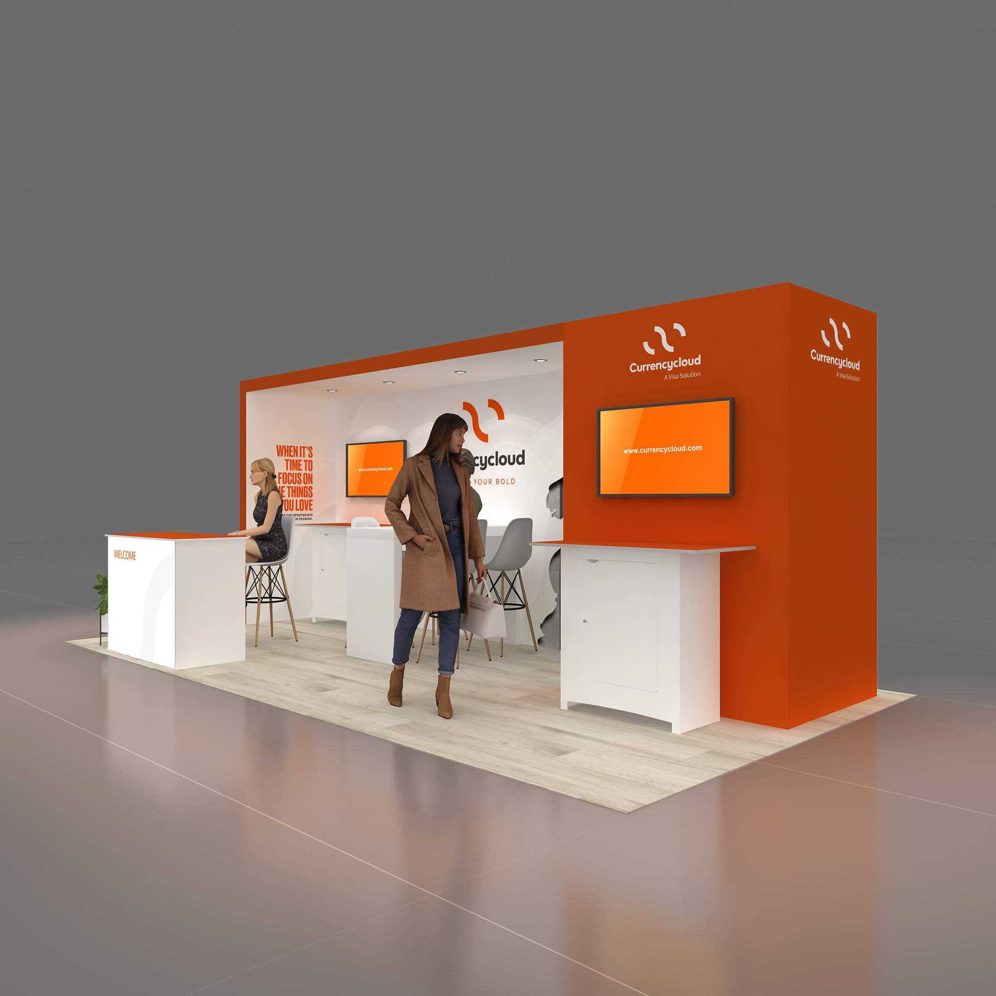 Left Side Perspective View 2 - GRLU1020 46: Splendid 10x20 trade show booth rental