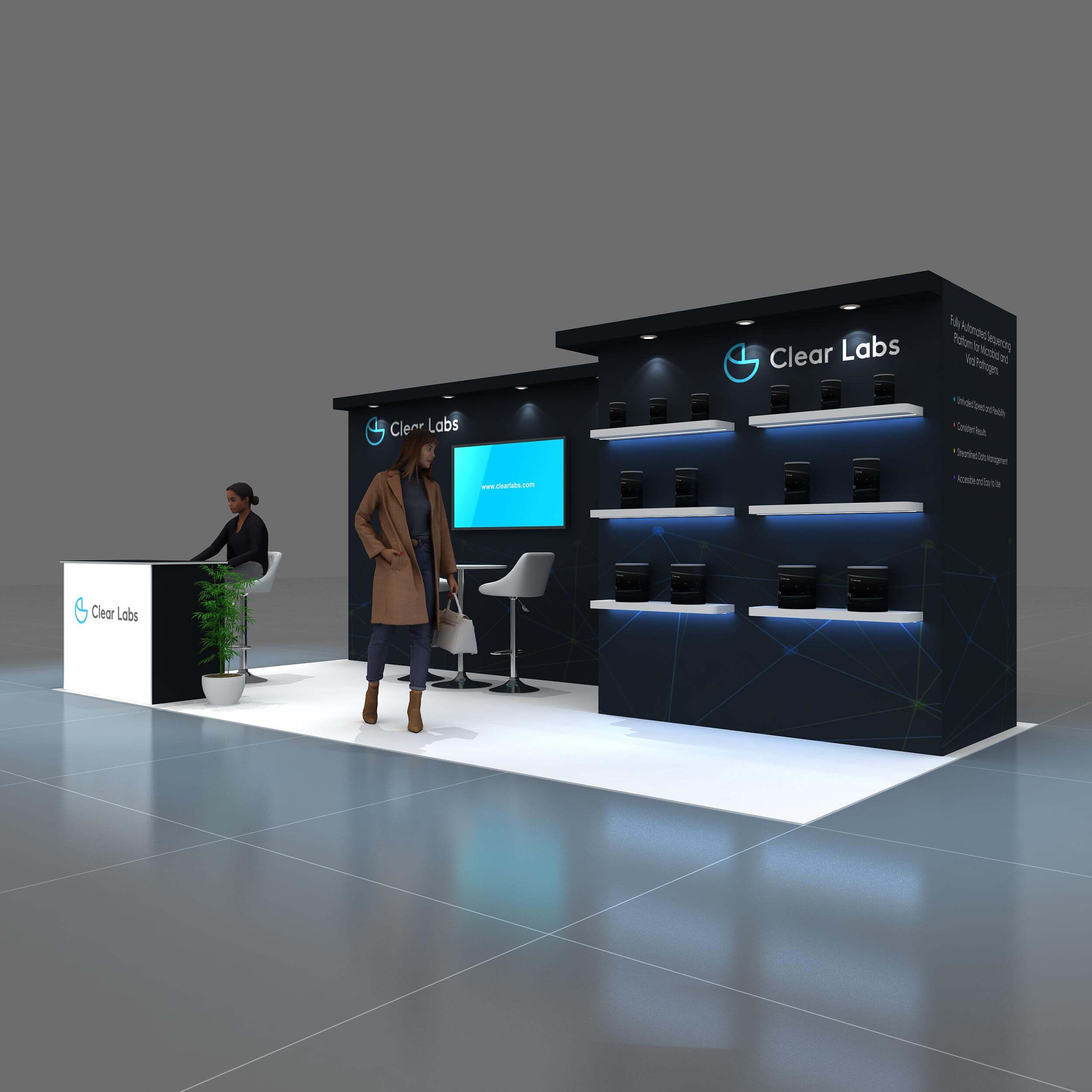 Left Side Perspective View - GRCR1020 10: Get purpose-driven and impactful 10x20 tradeshow rental booths from Exponents