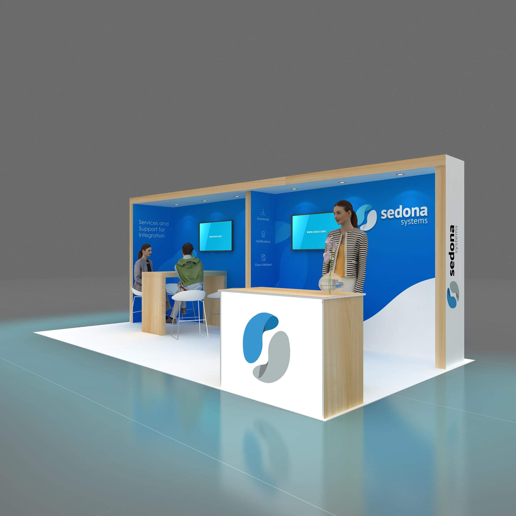 Left Side Perspective View 2 - GRLU1020 60: Splendid 10x20 trade show booth rental for Shows