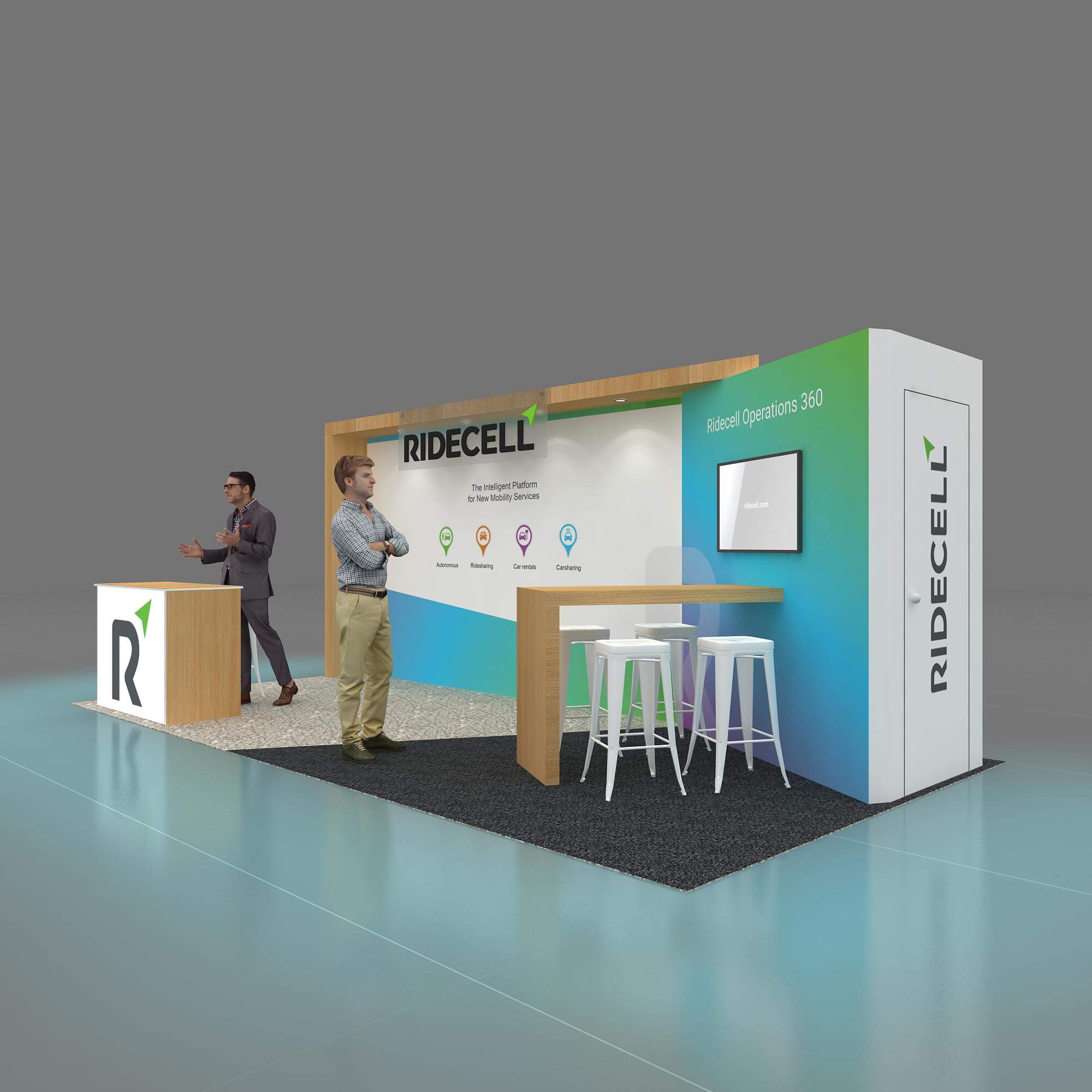 Left Side Perspective View 2 - GRL1020 16: Splendid 10x20 trade show booth rental for Shows