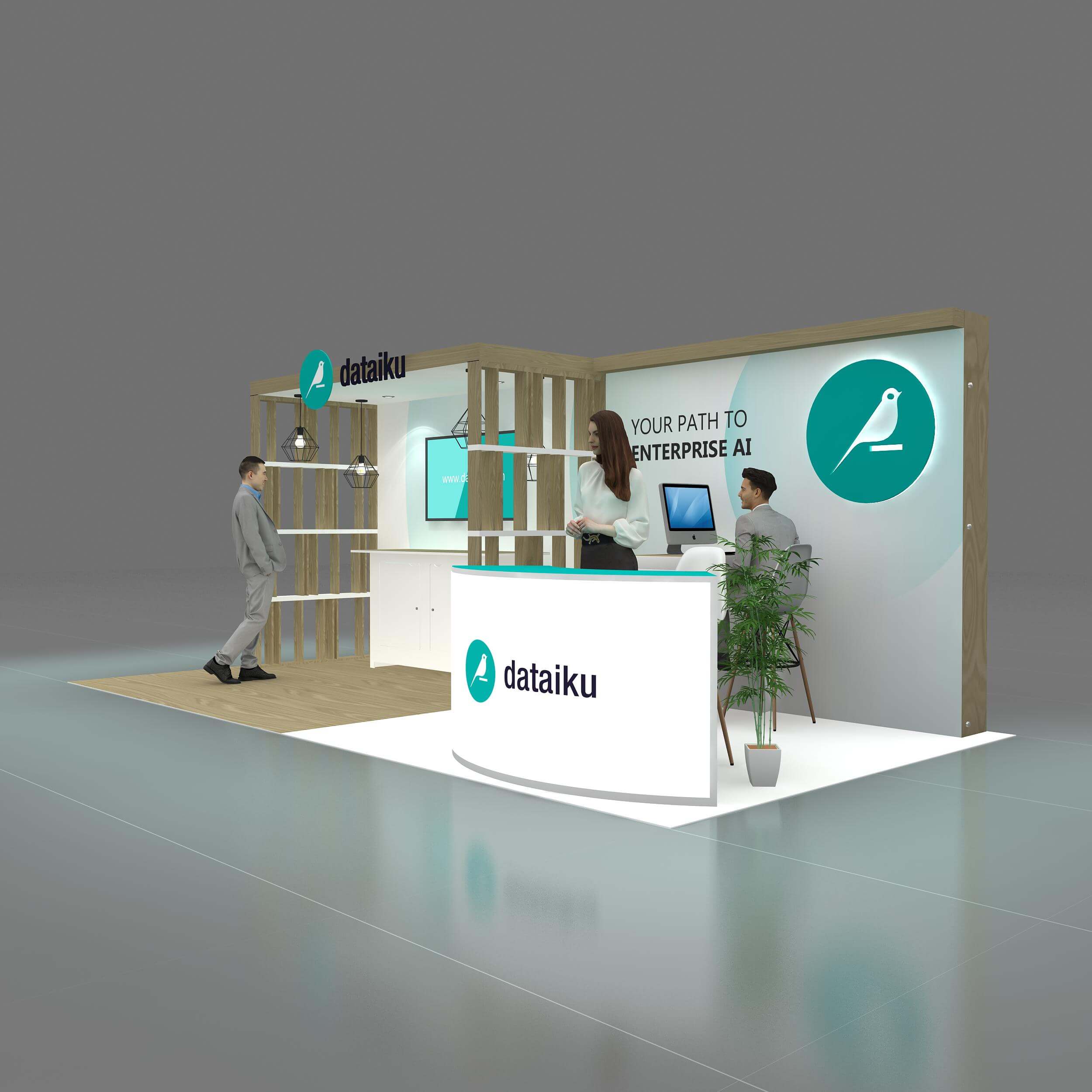 Left Side Perspective View - YRLU1020 74: Budget-friendly 10x20 trade show booth designs