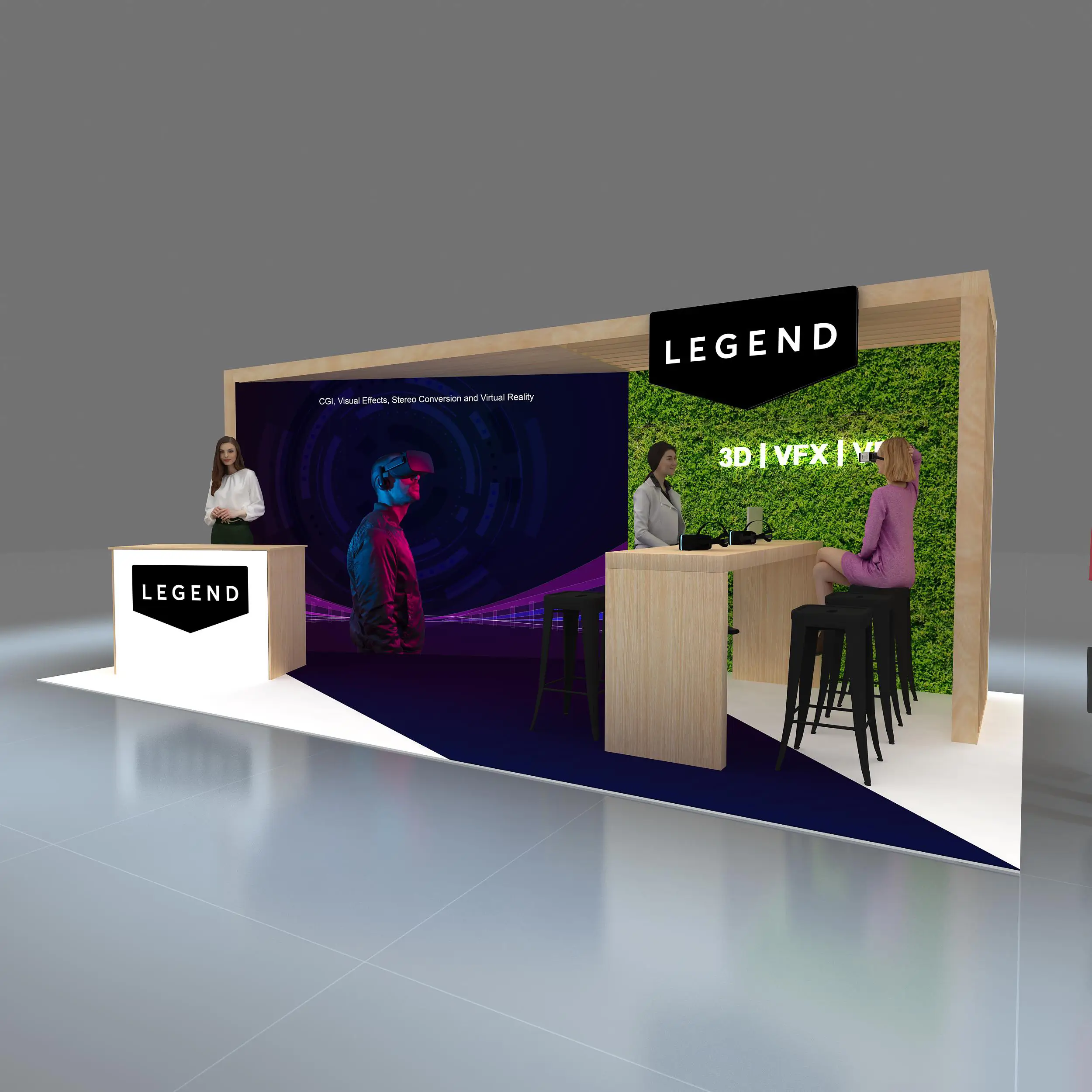 Left Side Perspective View 2 - RLU1020 64: Awe-inspiring 10x20 trade show booth rentals
