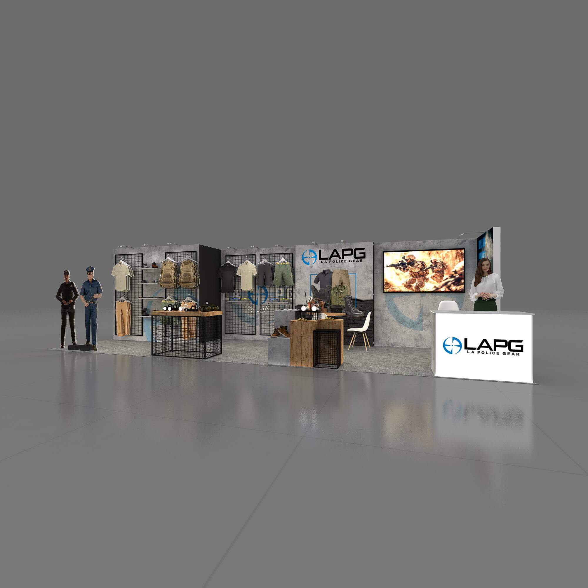 Front View 2 - RLU1030 25:  Vibrant 10x30 Exhibit Rentals Display for Event Presence Front View 2 - RLU1030 25: Vibrant 10x30 Exhibit Rentals Display for Event Presence