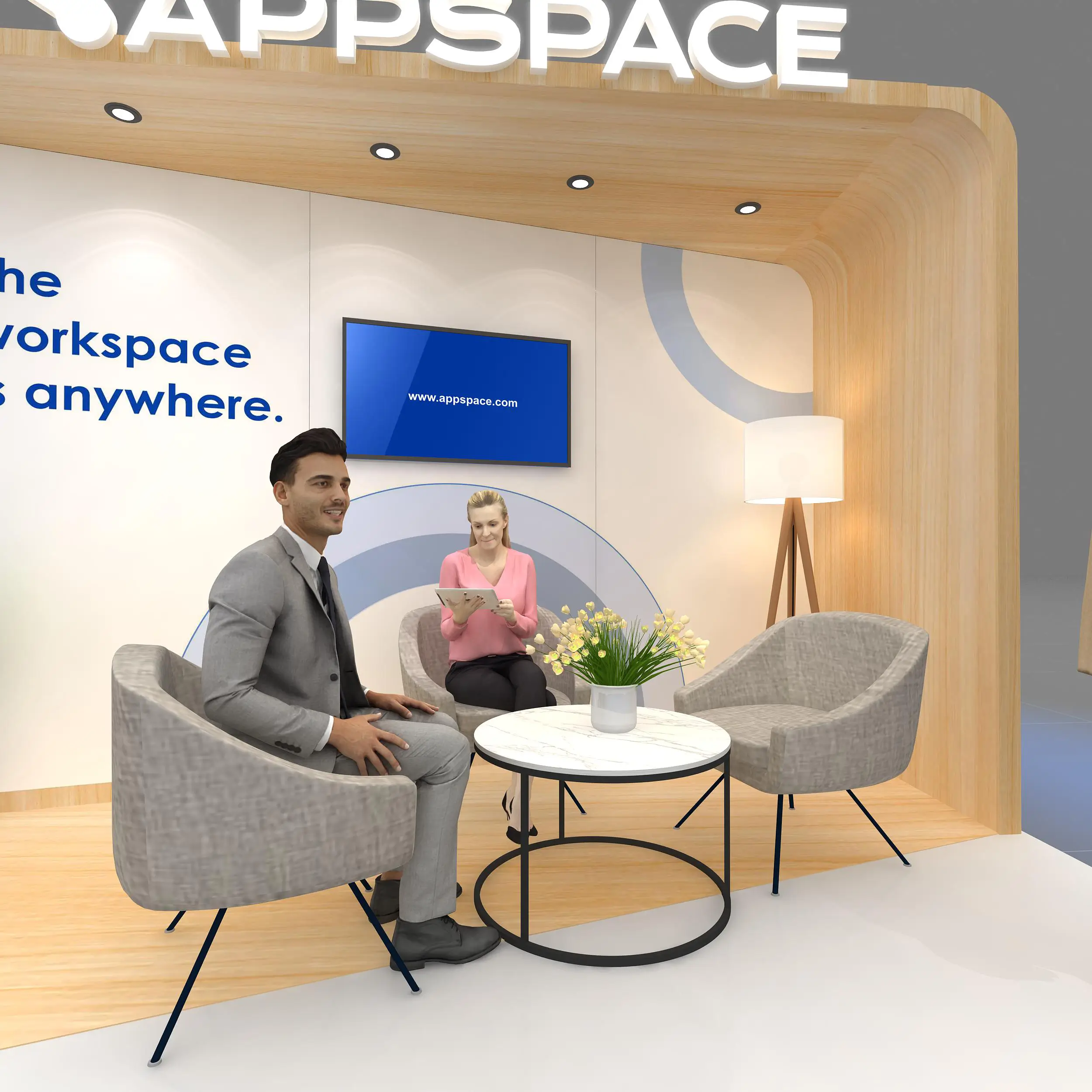 Sitting Area - RH1020 02: Bank on Exponents for state-of-the-art 10x20 booth rentals
