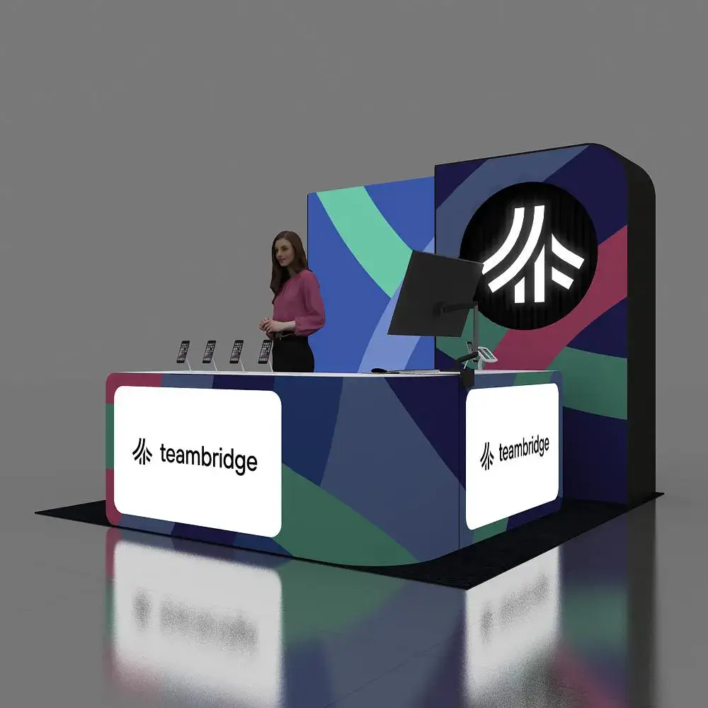 Left Side Perspective View 2 - RLU1010 40: Striking and purpose-driven 10x10 booth rentals