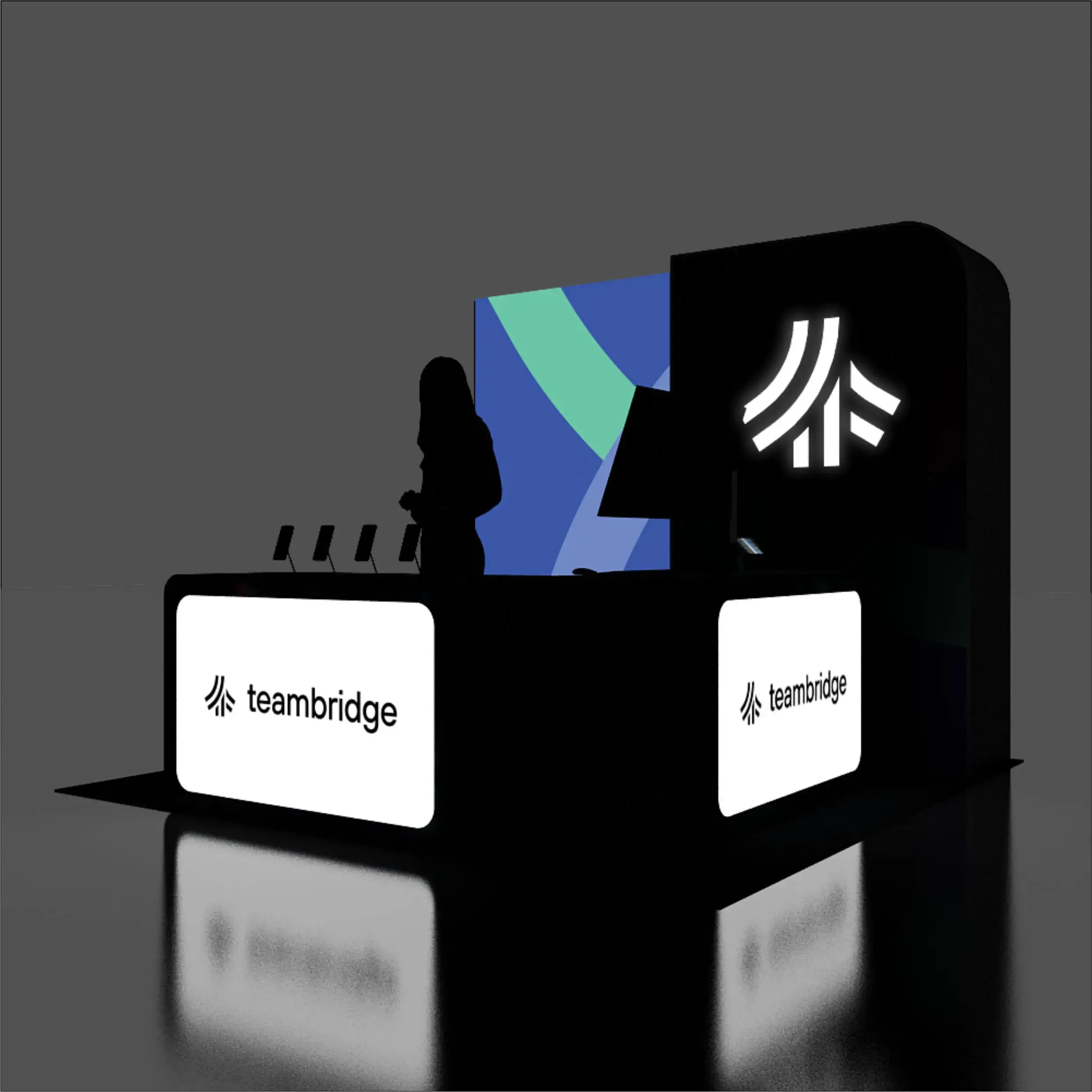 Left Side Perspective View - RLU1010 40: Top of the range 10x10 trade show booth rentals