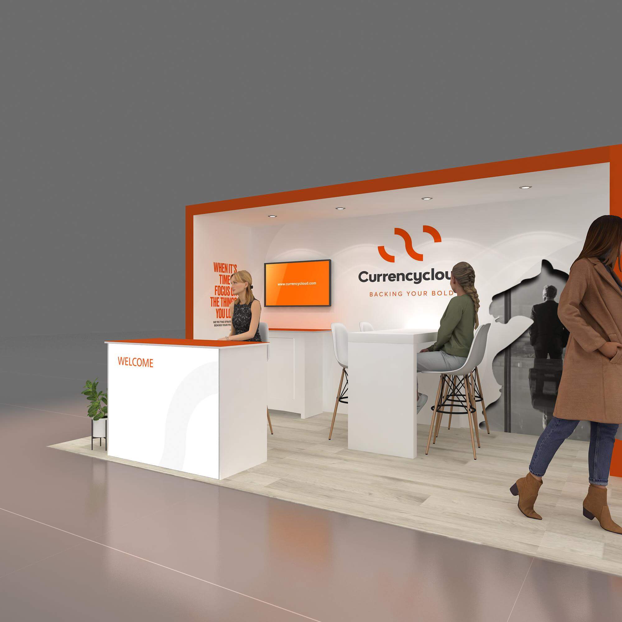 Left Side Perspective View - GRLU1020 46: Turnkey all-inclusive 10x20 booth rentals for shows